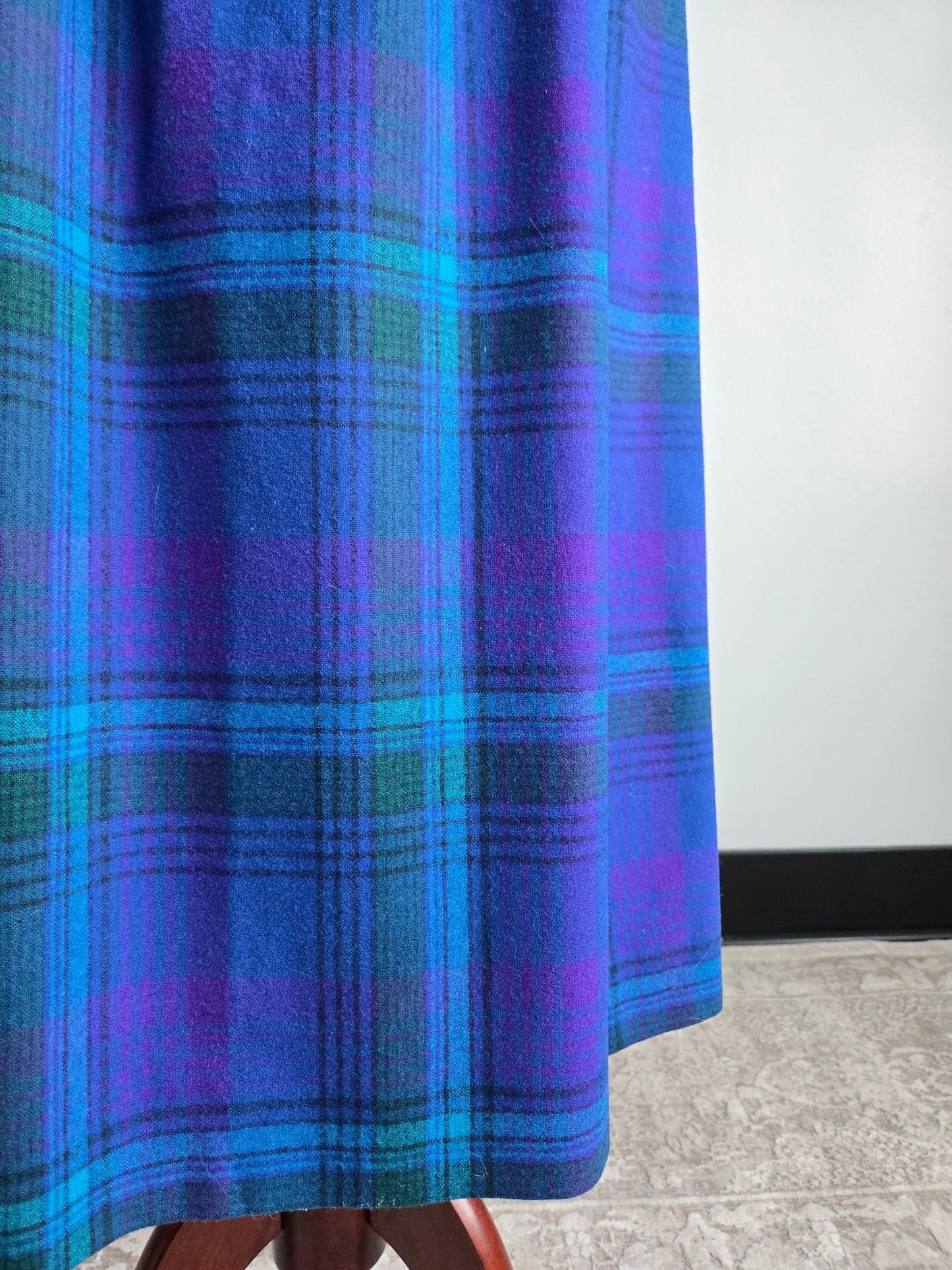 Pendleton Vintage Blue and Purple Plaid Wool Skirt - W29"