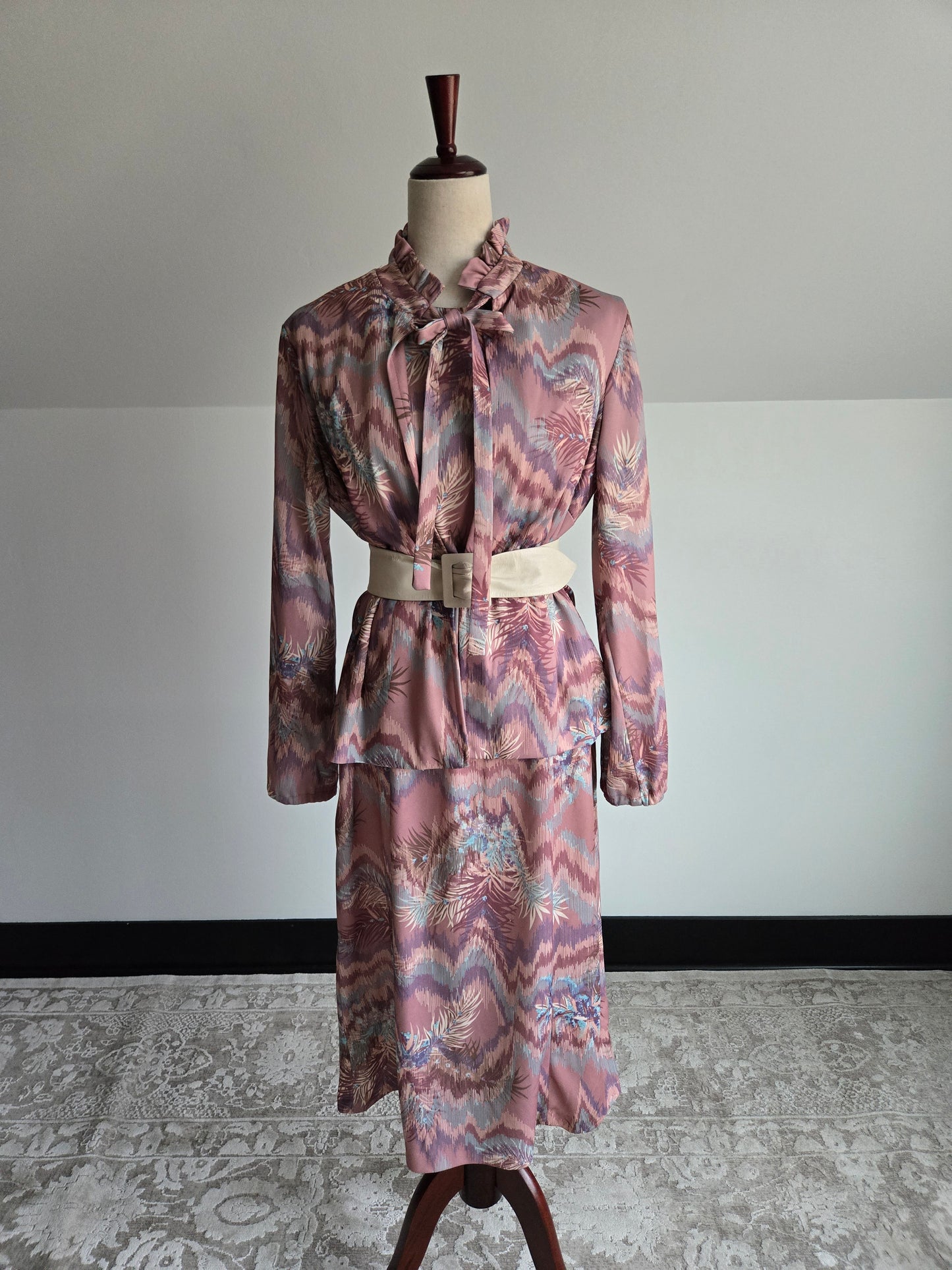 Vintage 70s Psychedelic Dress and Top Two Piece Set - Large