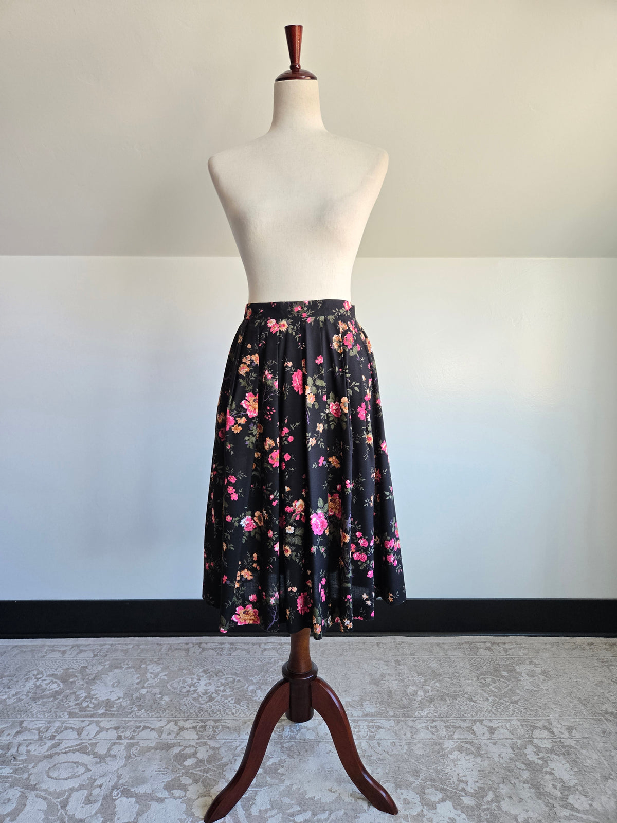 Vintage Worthington Rayon Floral Midi Skirt - W26