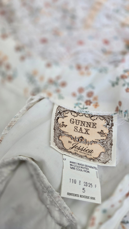 Gold Label Gunne Sax by Jessica San Fransisco Vintage 70s Calico Tiered Maxi Dress - XS