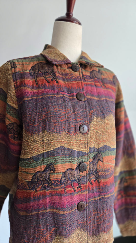 Sara Studio Vintage Horse Tapestry Jacket - small