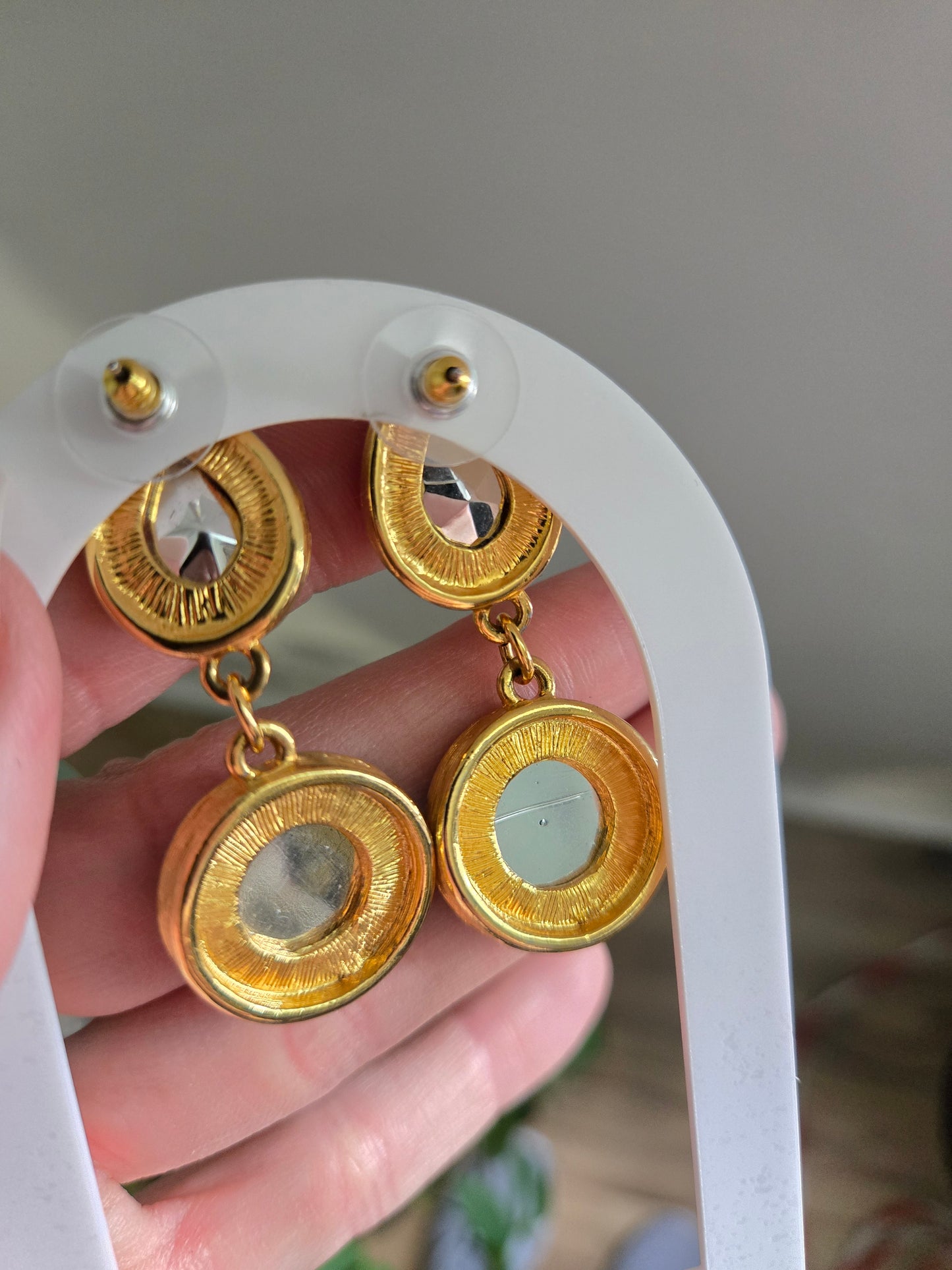 Chunky Gem Vintage Dangle Earrings - Post Back