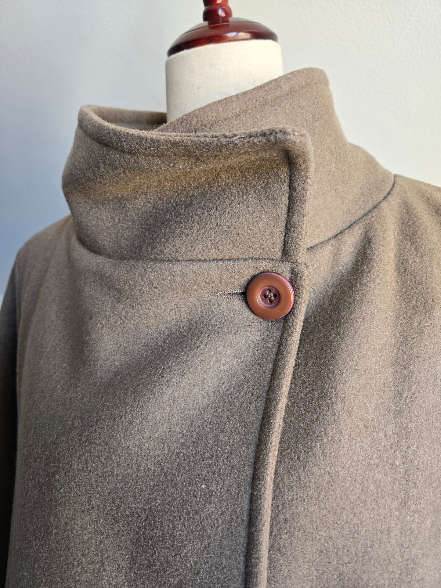 Vintage Brown Wool Poncho Coat - L/XL