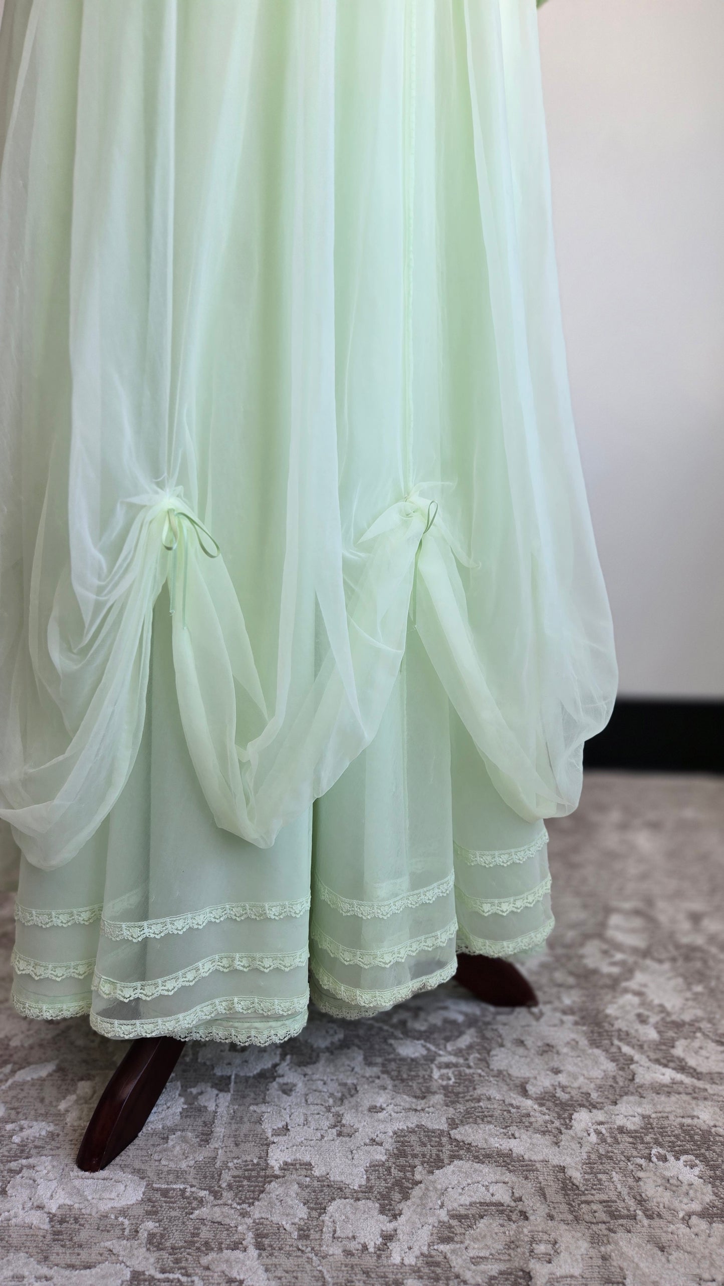 Lime Green Edwardian Style Vintage Formal Dress - small