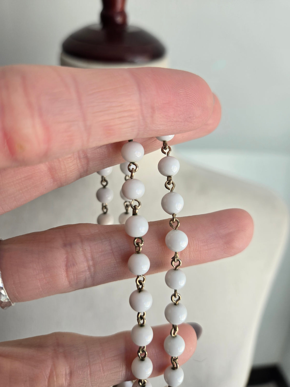 Vintage Milk Glass Flower Necklace