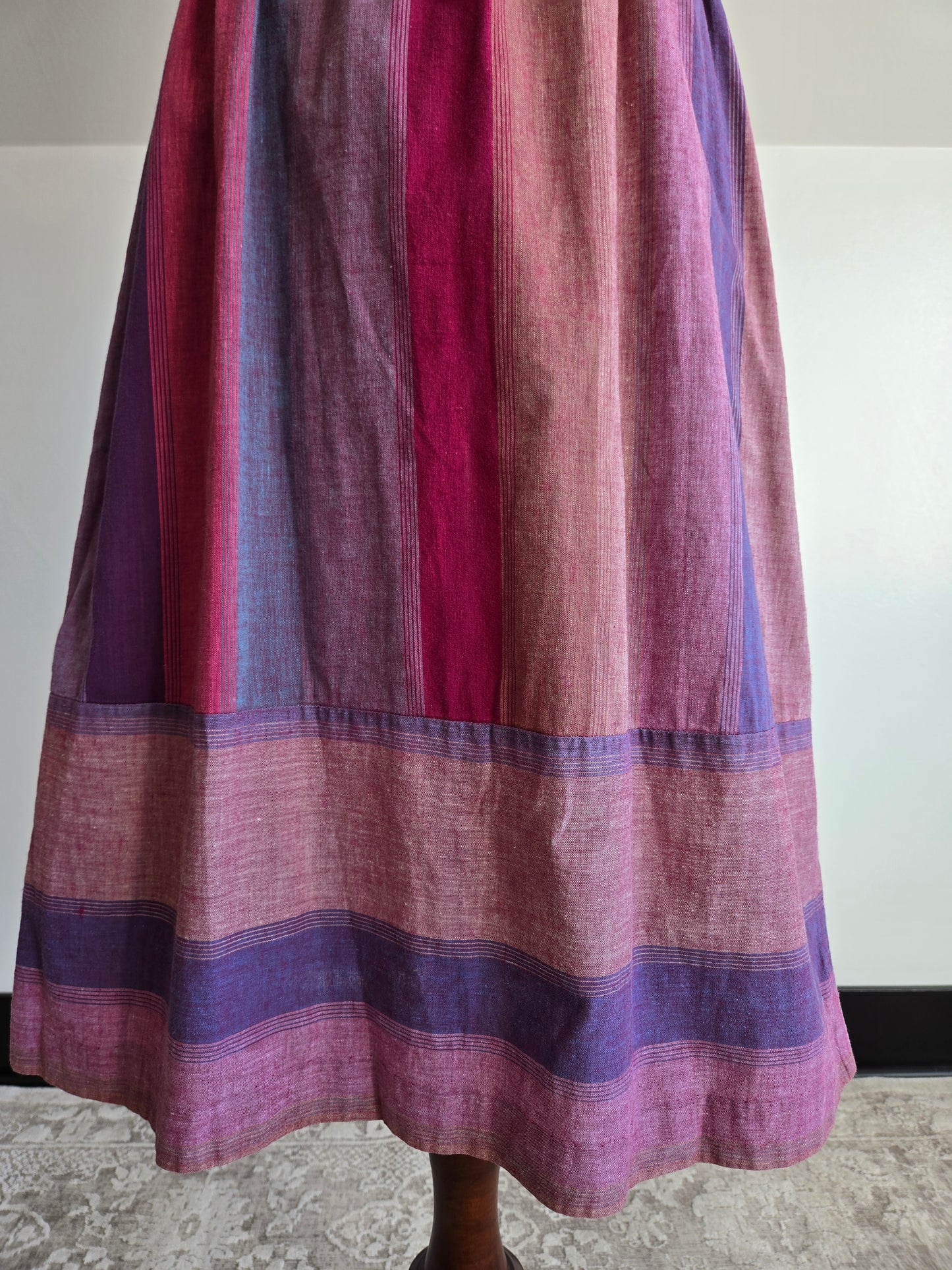Checkaberry Vintage Cotton Colorful Stripe Dress with Belt - S/M