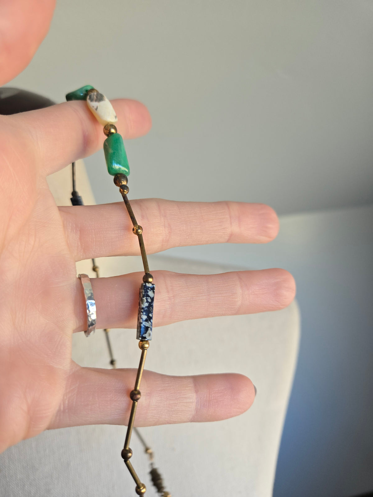 Brass Long Bead Dainty Necklace
