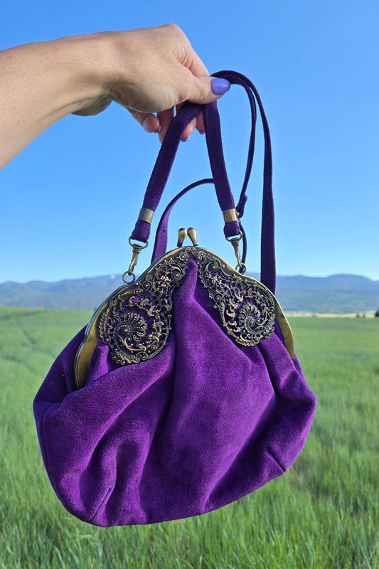 Teufel Design Vintage Made in West Germany Purple Suede Bag
