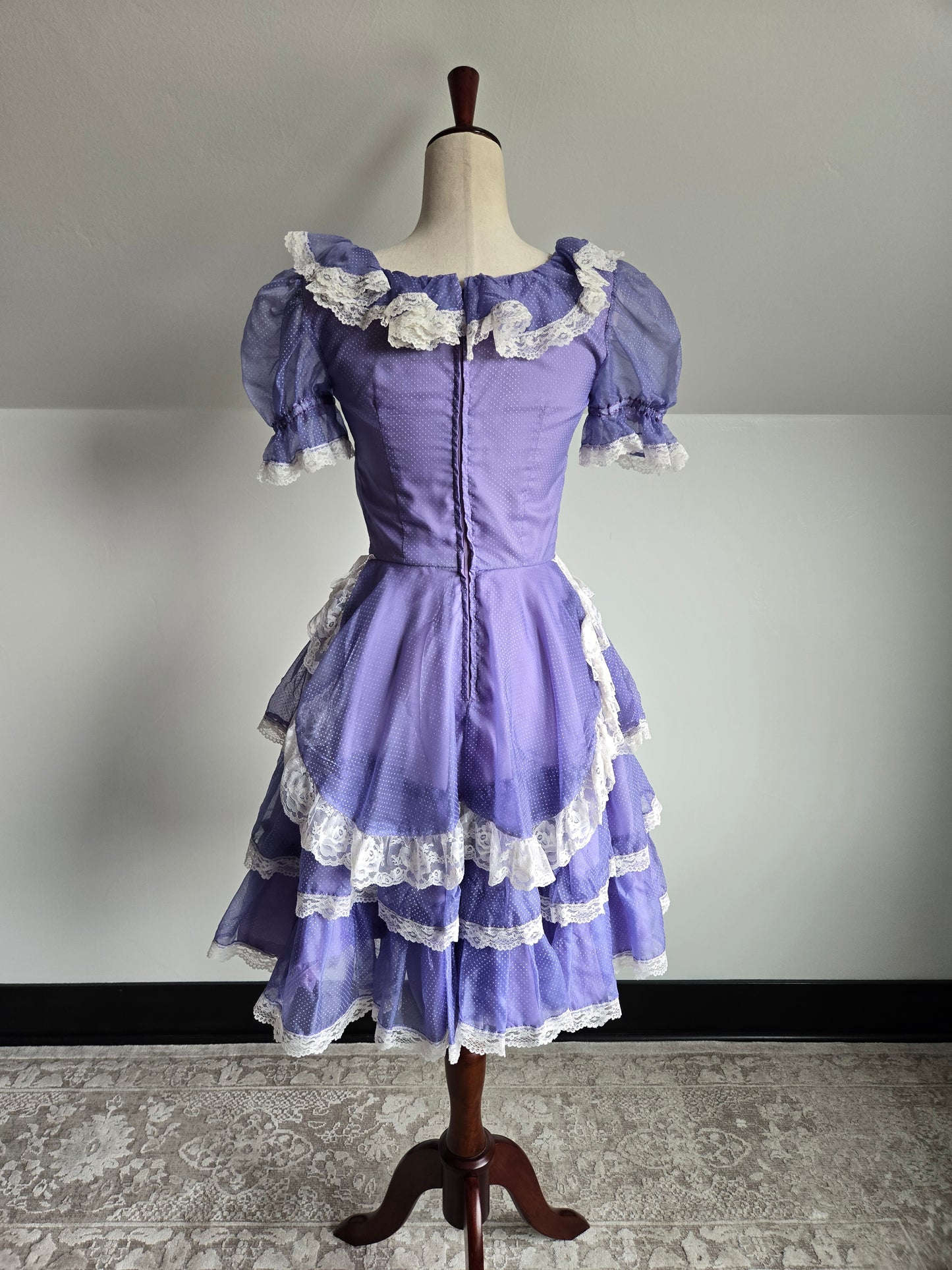True Vintage 1960s Western Swing Dancing Dress Purple and White - XS