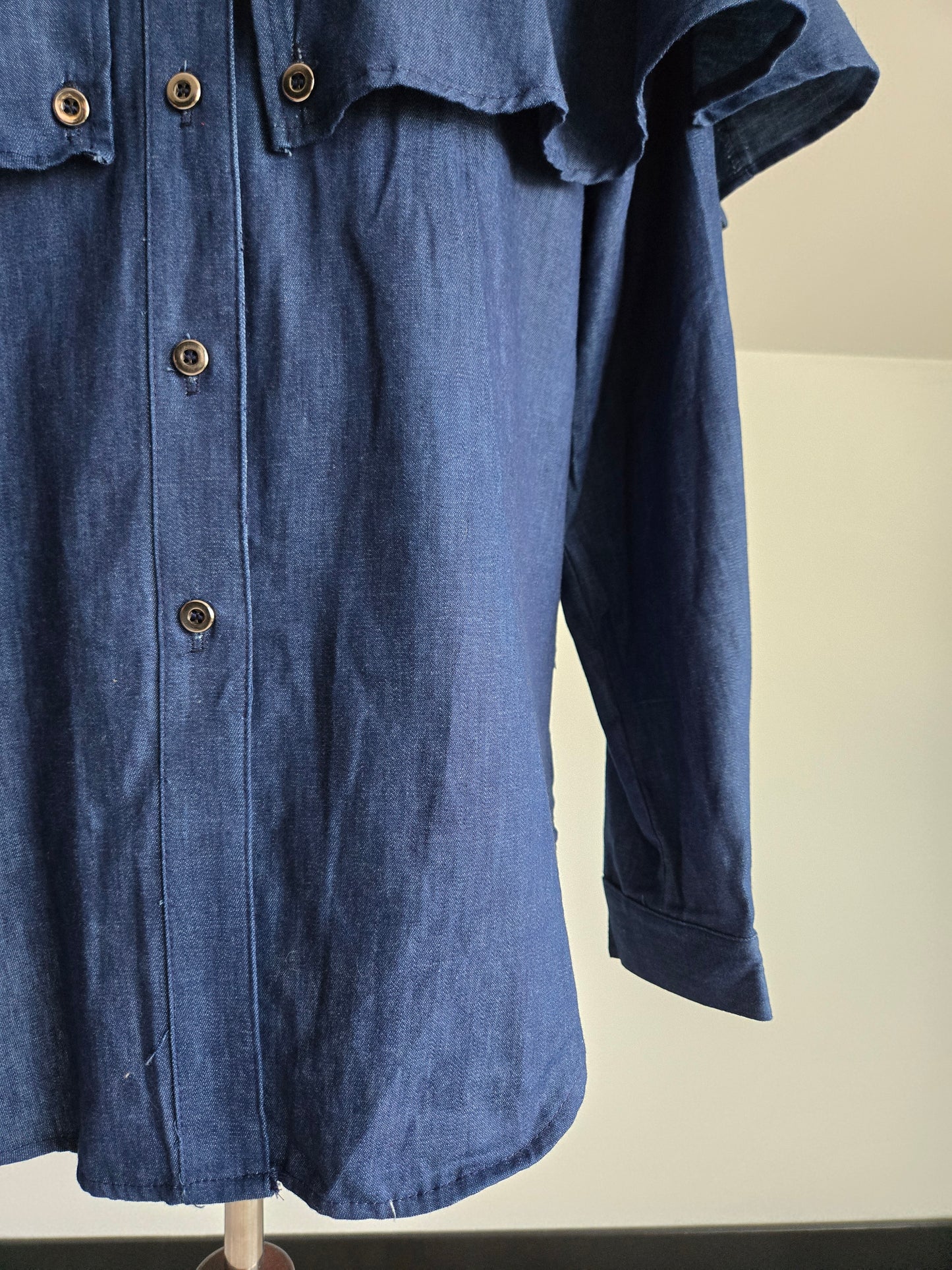 Vintage Western Charna of Dallas, Texas Denim Cape Top Shirt - medium