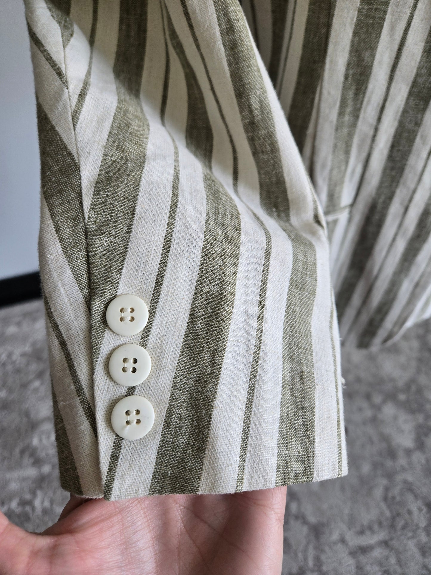 Vintage F. Options Linen/Cotton Blend Striped Blazer - Medium