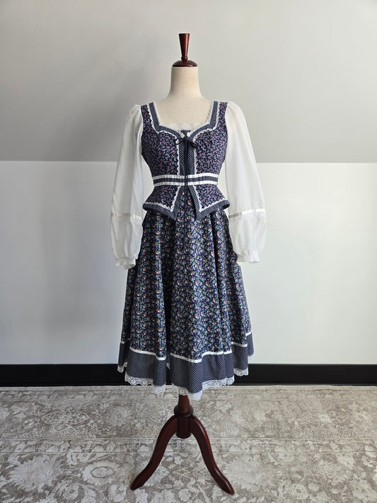 Gold Label Gunne Sax by Jessica San Fransisco Vintage 70s Calico Prairie Dress - XS