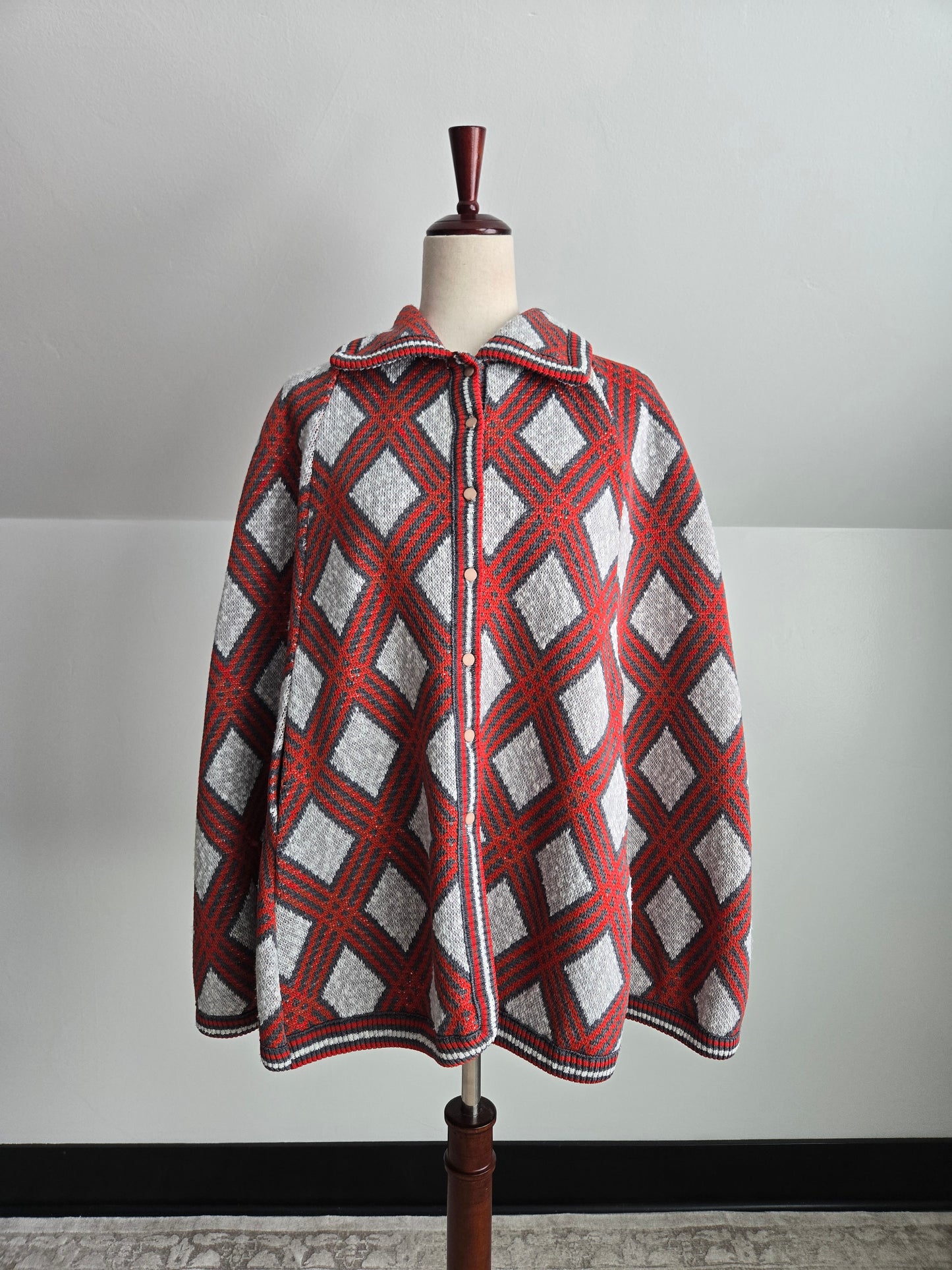 Vintage 70s Acrylic Plaid Poncho - OS