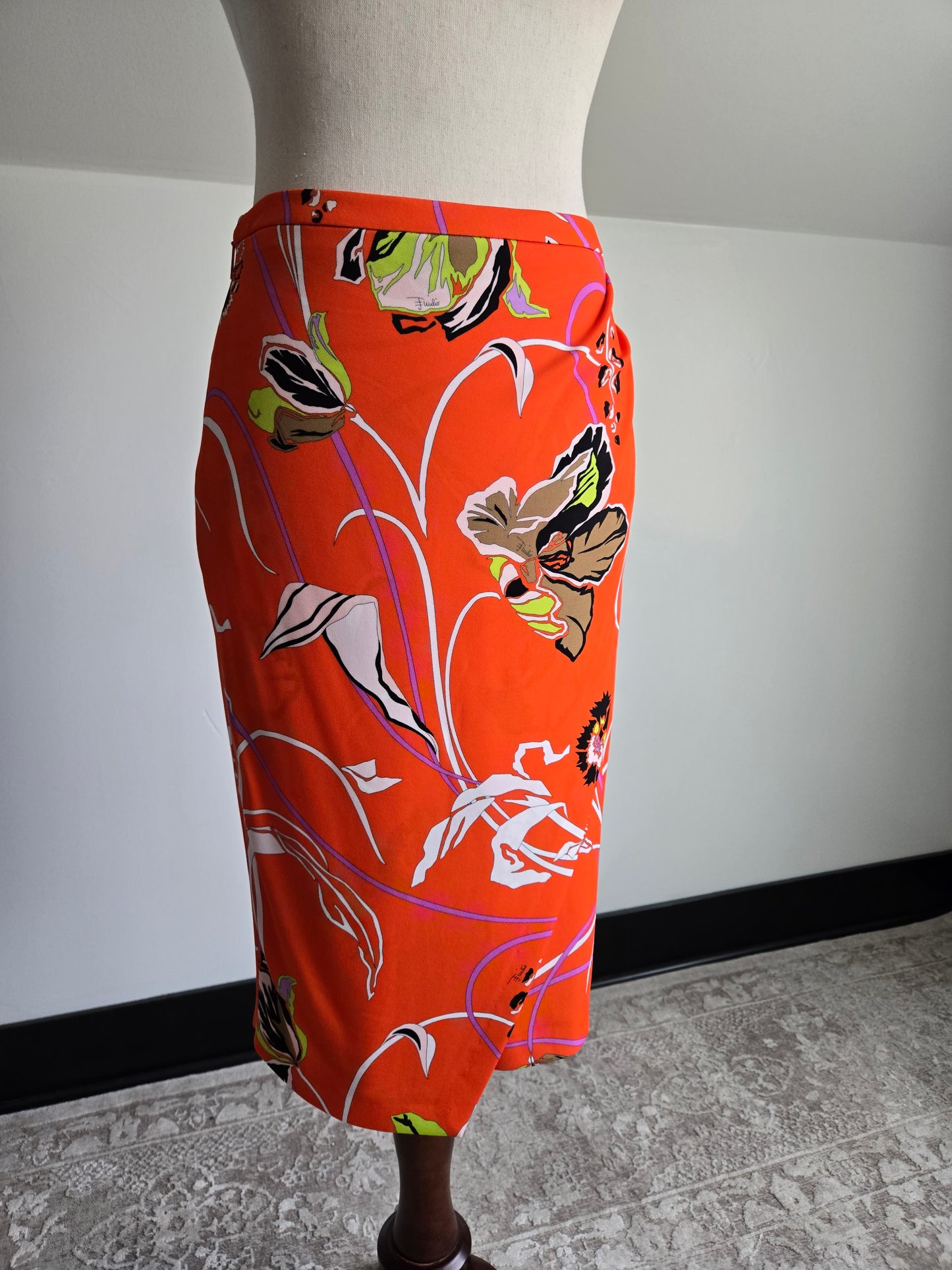 Vintage Emilio Pucci Made in Italy Fluilio Signed Print Skirt - Small