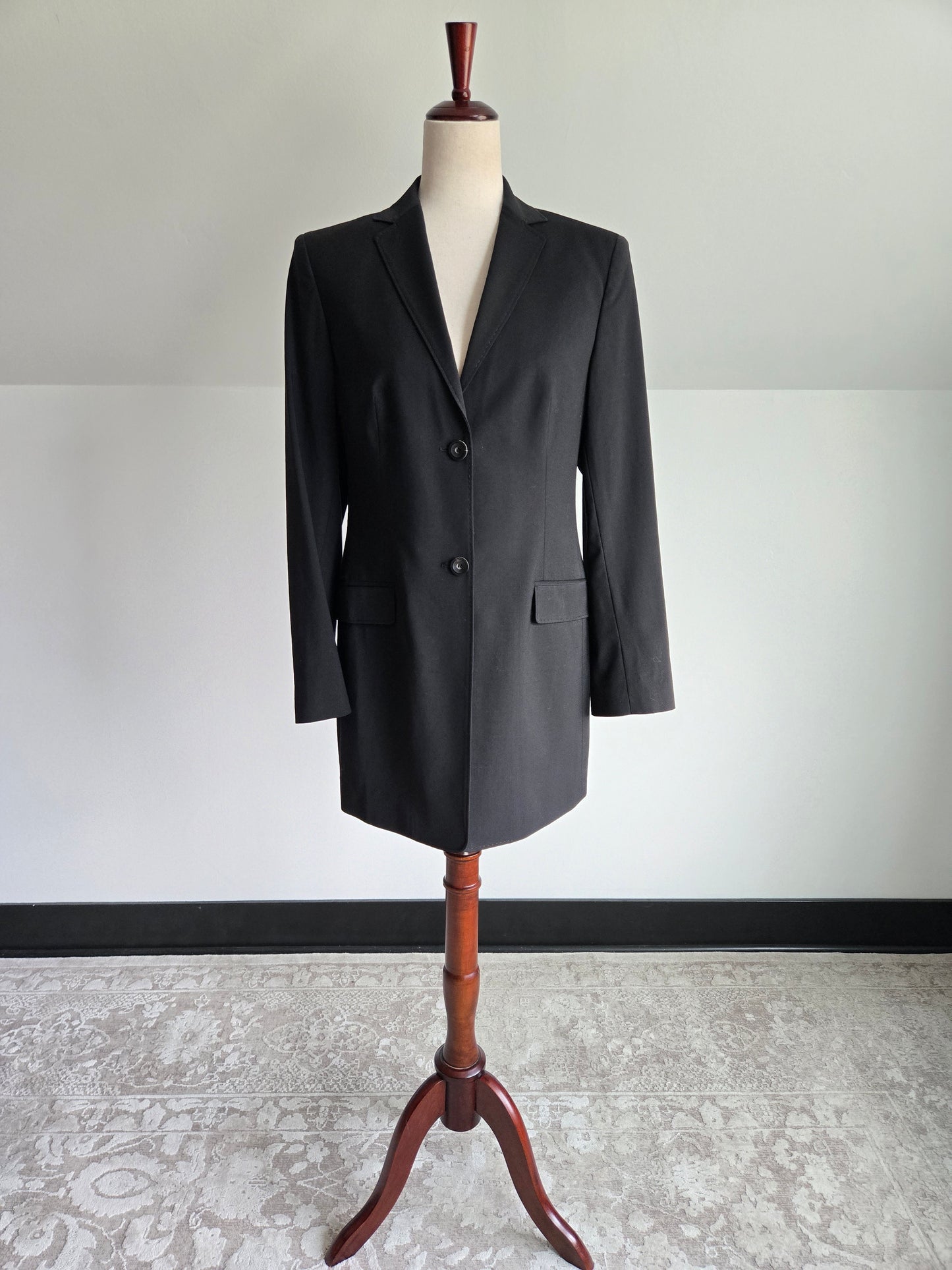 Piazza Sempione Designer Long Black Blazer Made in Italy - M/L