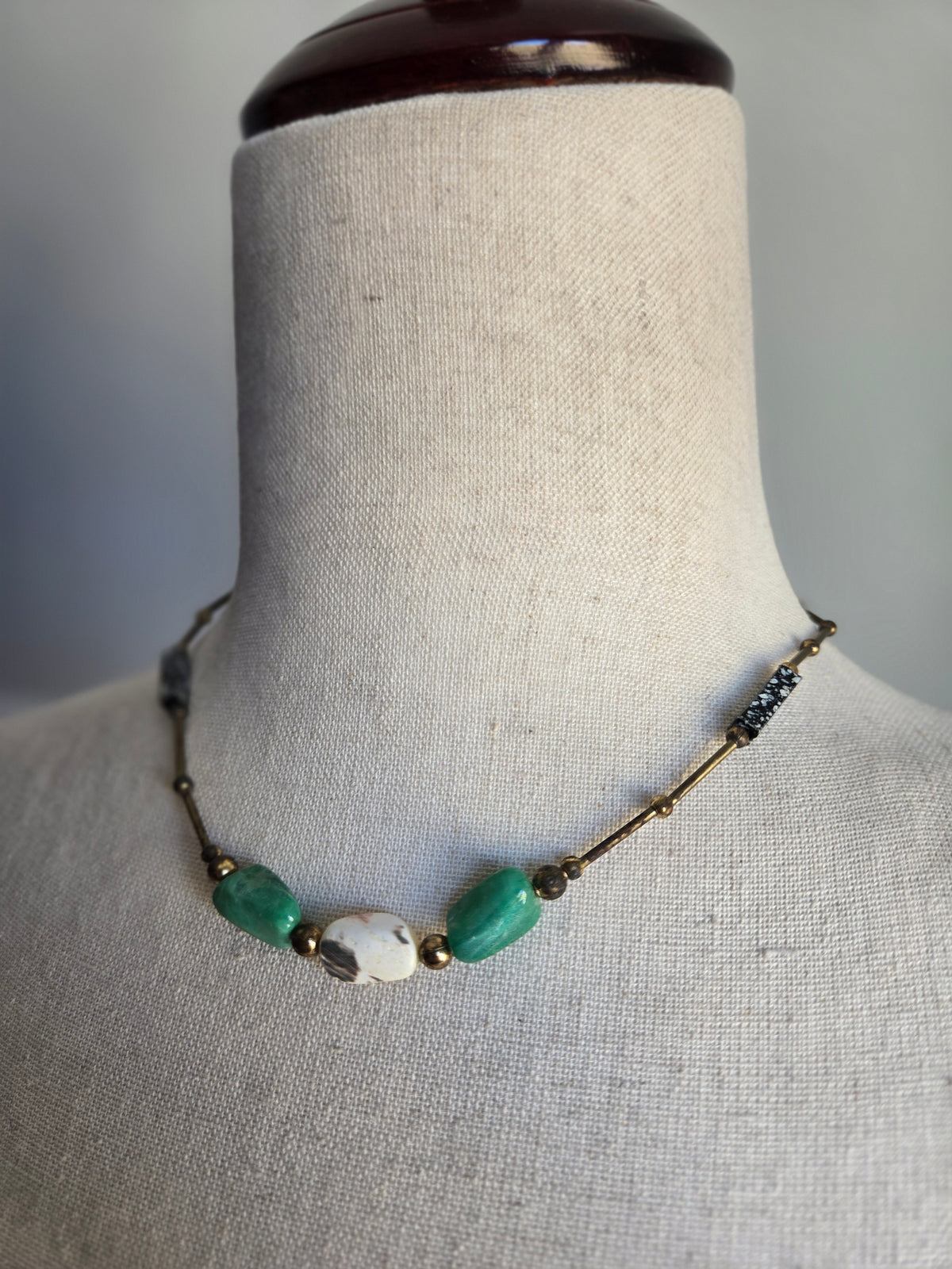 Brass Long Bead Dainty Necklace