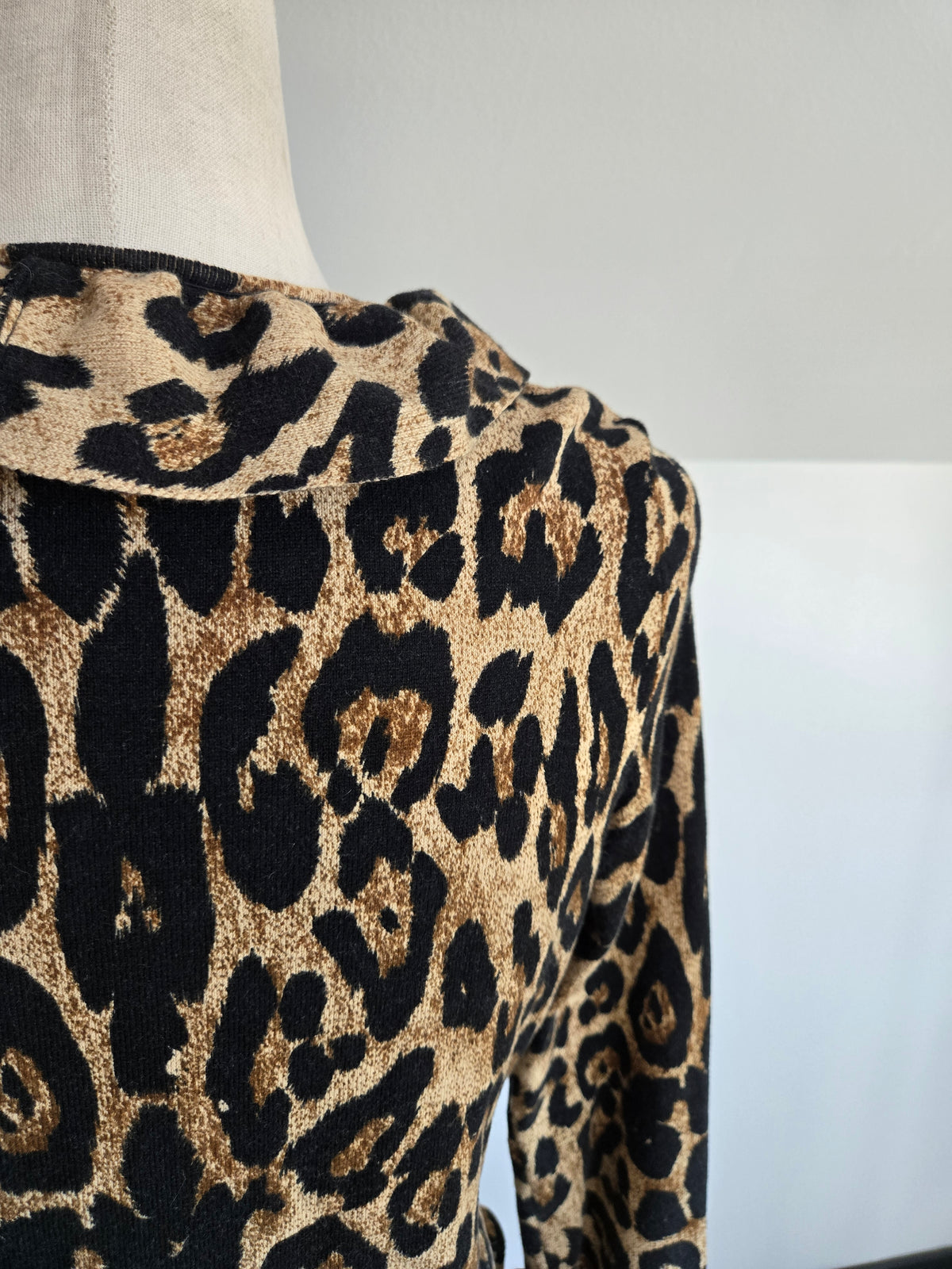 INC Y2K Leopard Ruffled Cardigan - S/M