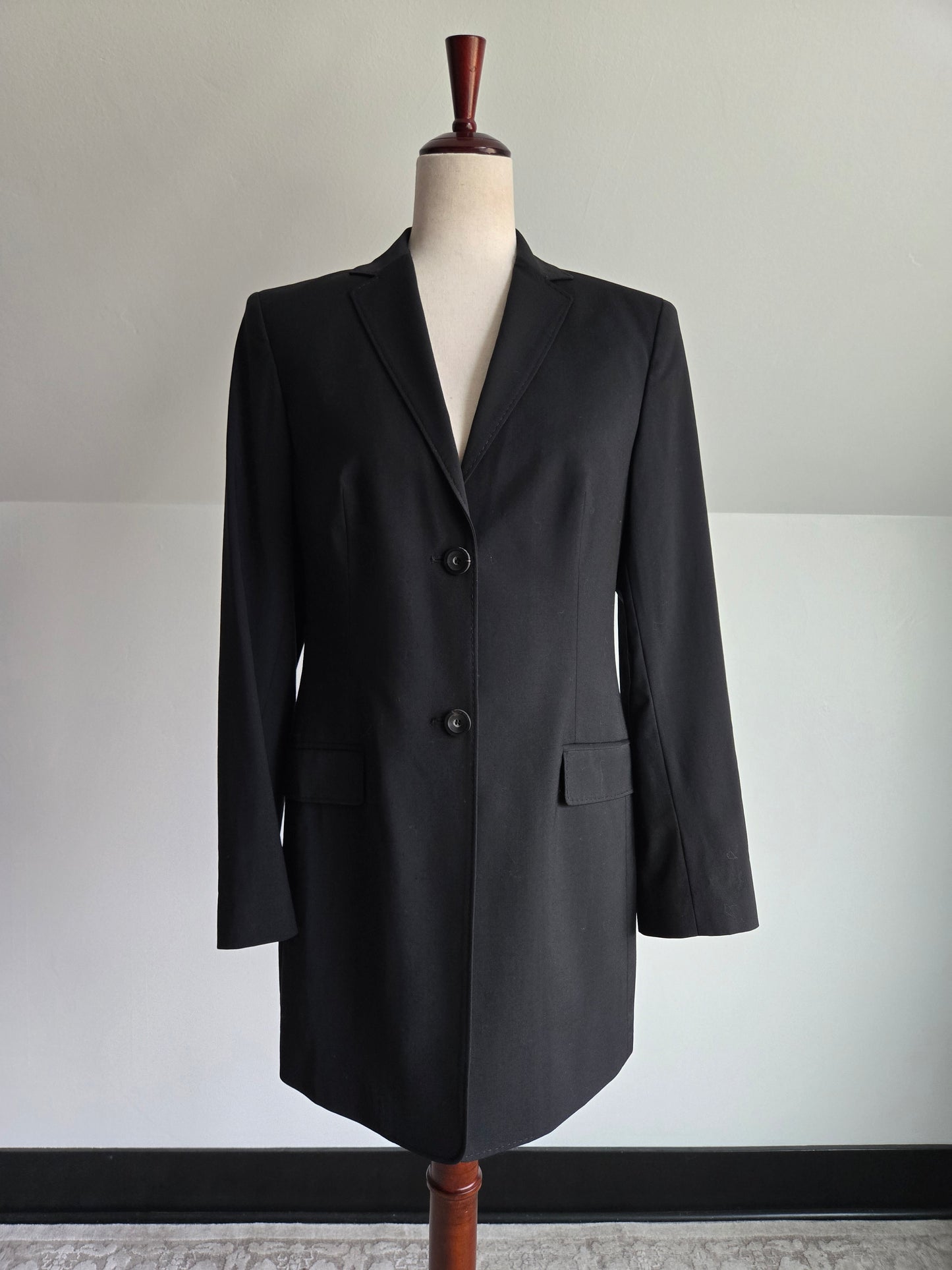 Piazza Sempione Designer Long Black Blazer Made in Italy - M/L
