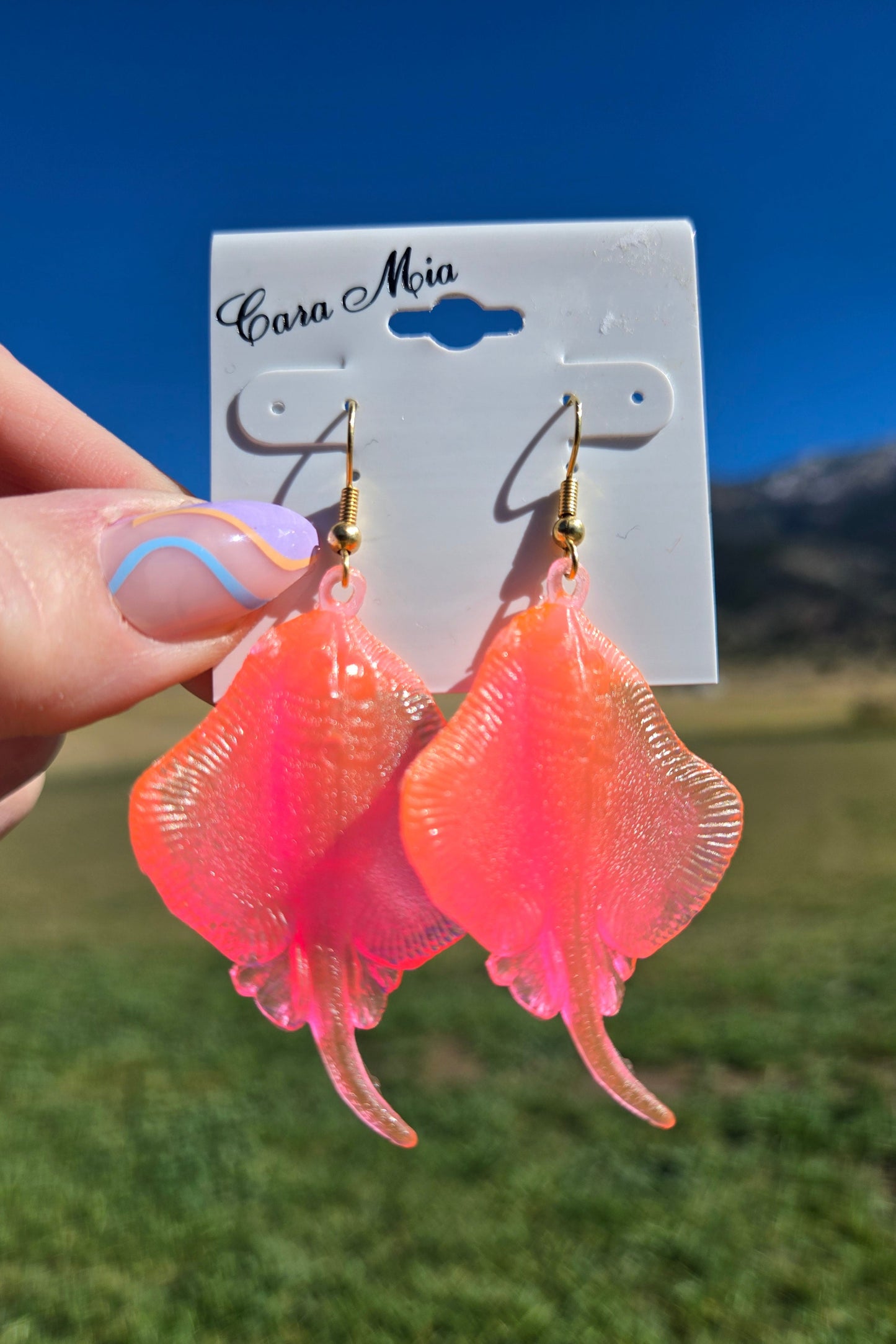 Deadstock Cara Mia Pink Rubber Singray Earrings - #1