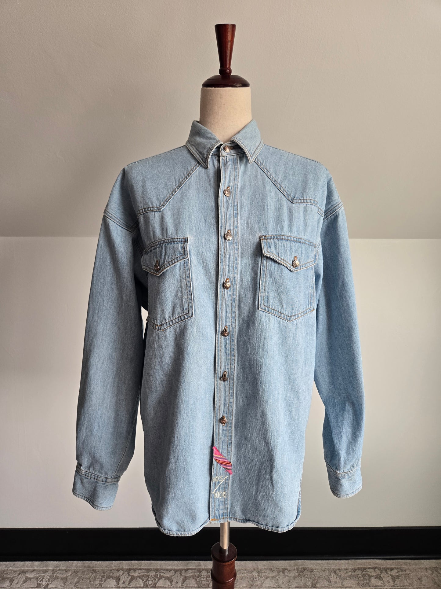 Jake Stuart Denim Shirt with Cowboy Boot Embroidery - M/L