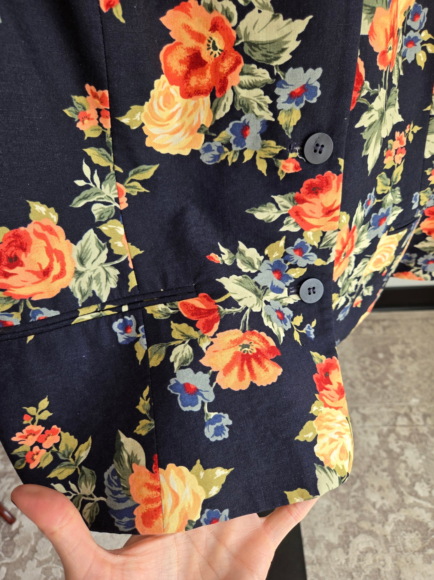 JH Collectibles Vintage Navy Floral Vest - XL