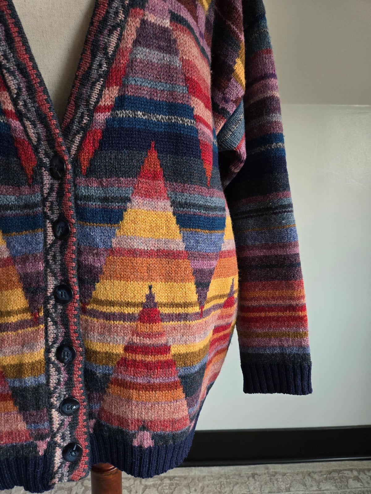 Vintage Eddie Bauer Colorful Patterned Wool Cardigan - L/XL