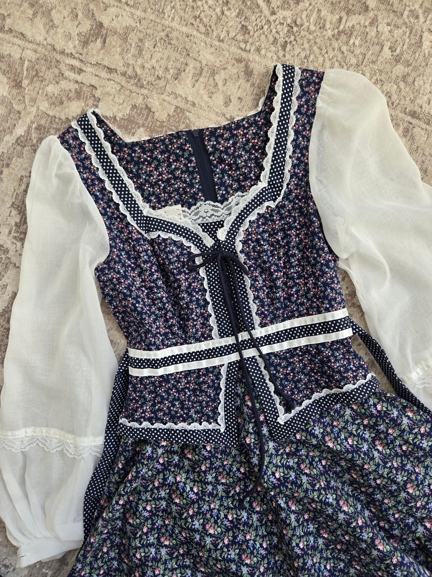 Gold Label Gunne Sax by Jessica San Fransisco Vintage 70s Calico Prairie Dress - XS