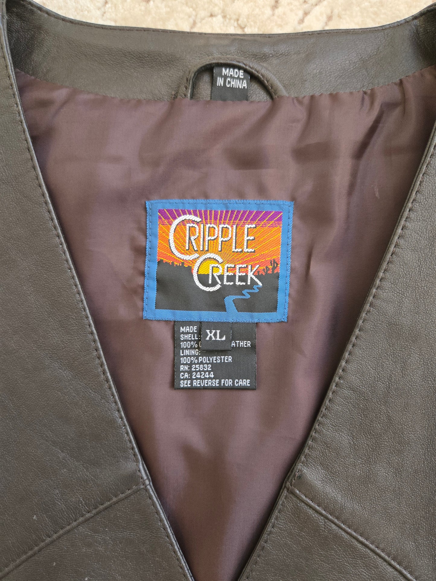 Cripple Creek Genuine Leather Western Vest - XL