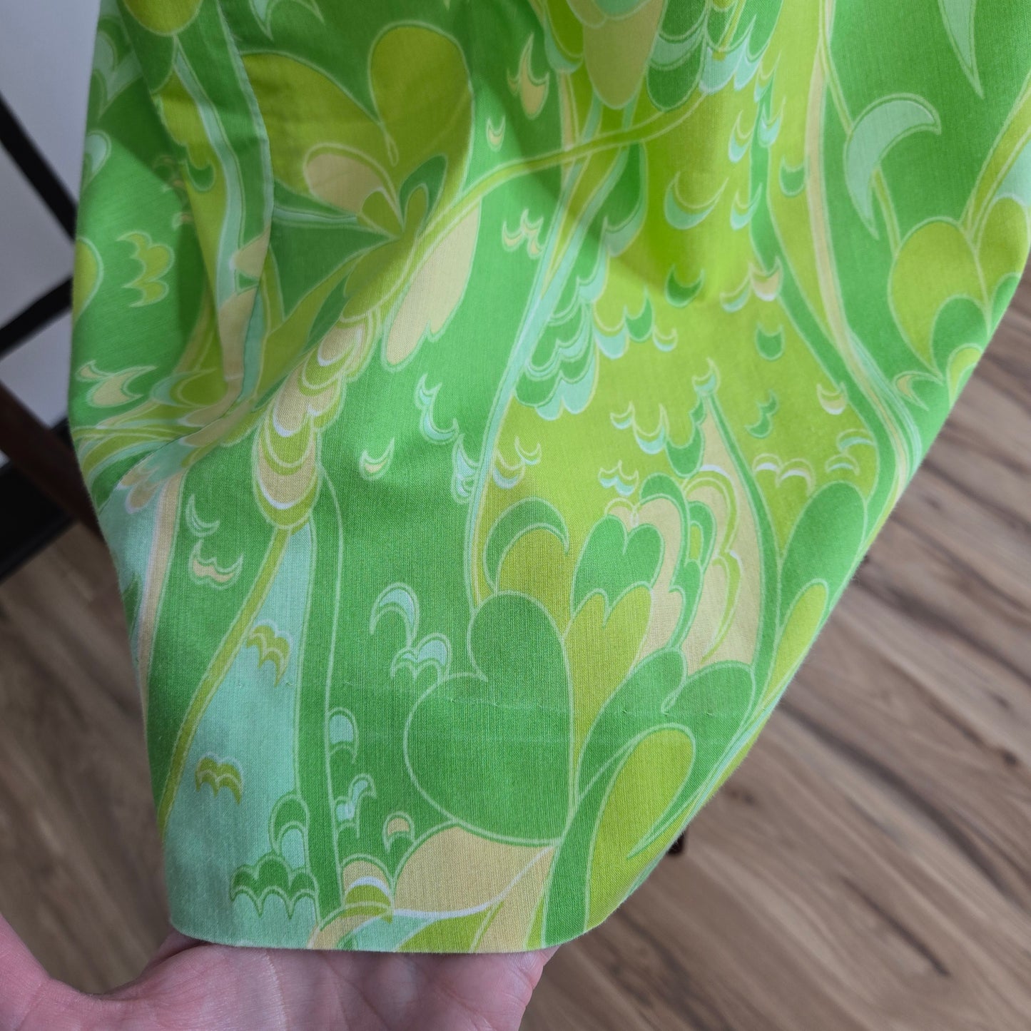 Vintage 1950s Handmade Lime Green Gauzy Cotton Shift Dress - medium