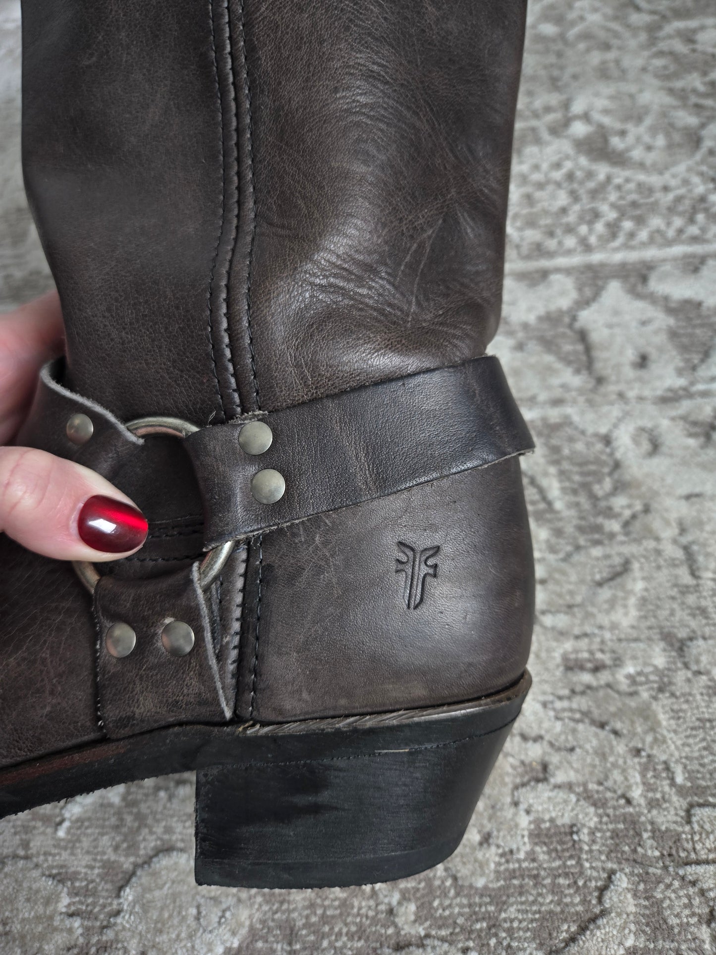 Frye Dark Brown Leather Harness Boots - Size 8.5 (womens)