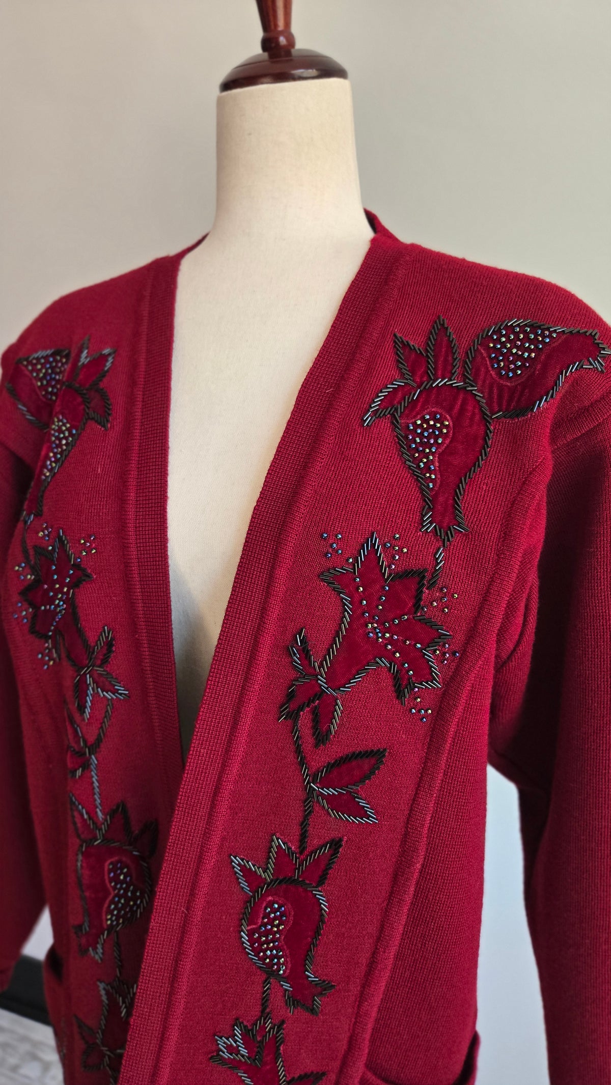 YaLei High End Beaded Wool Cardigan Sweater - XL