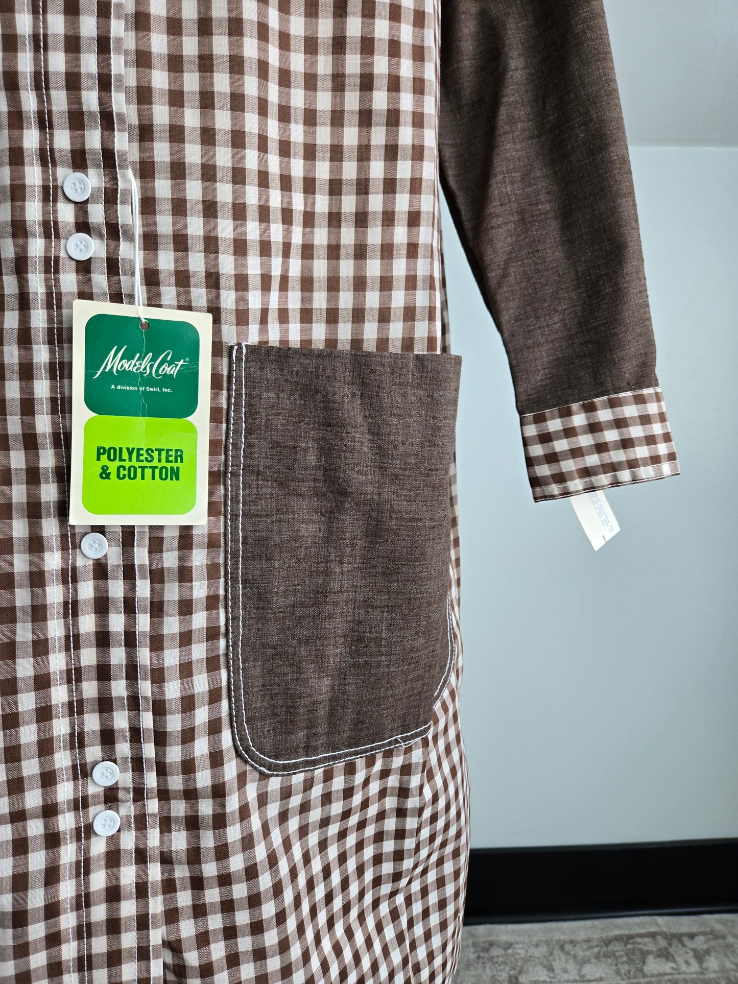 Deadstock Models Coat Brown Gingham House Coat - large