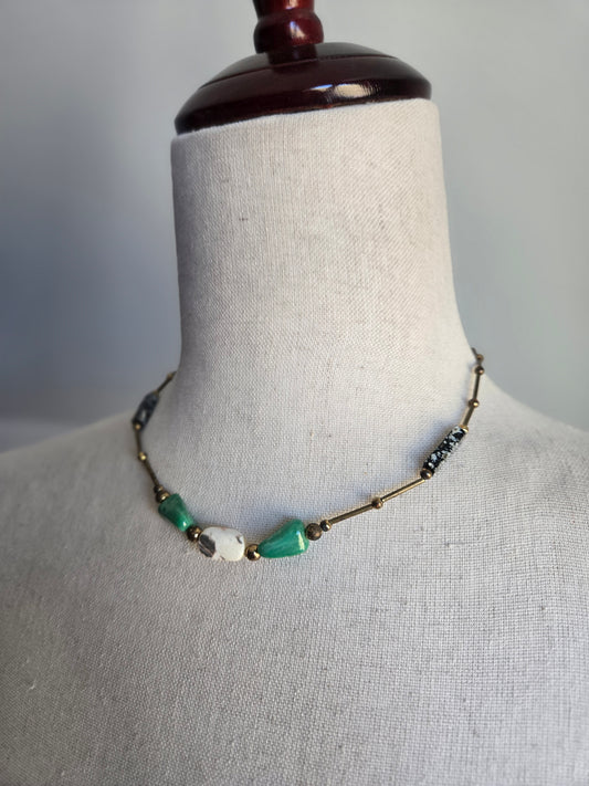 Brass Long Bead Dainty Necklace