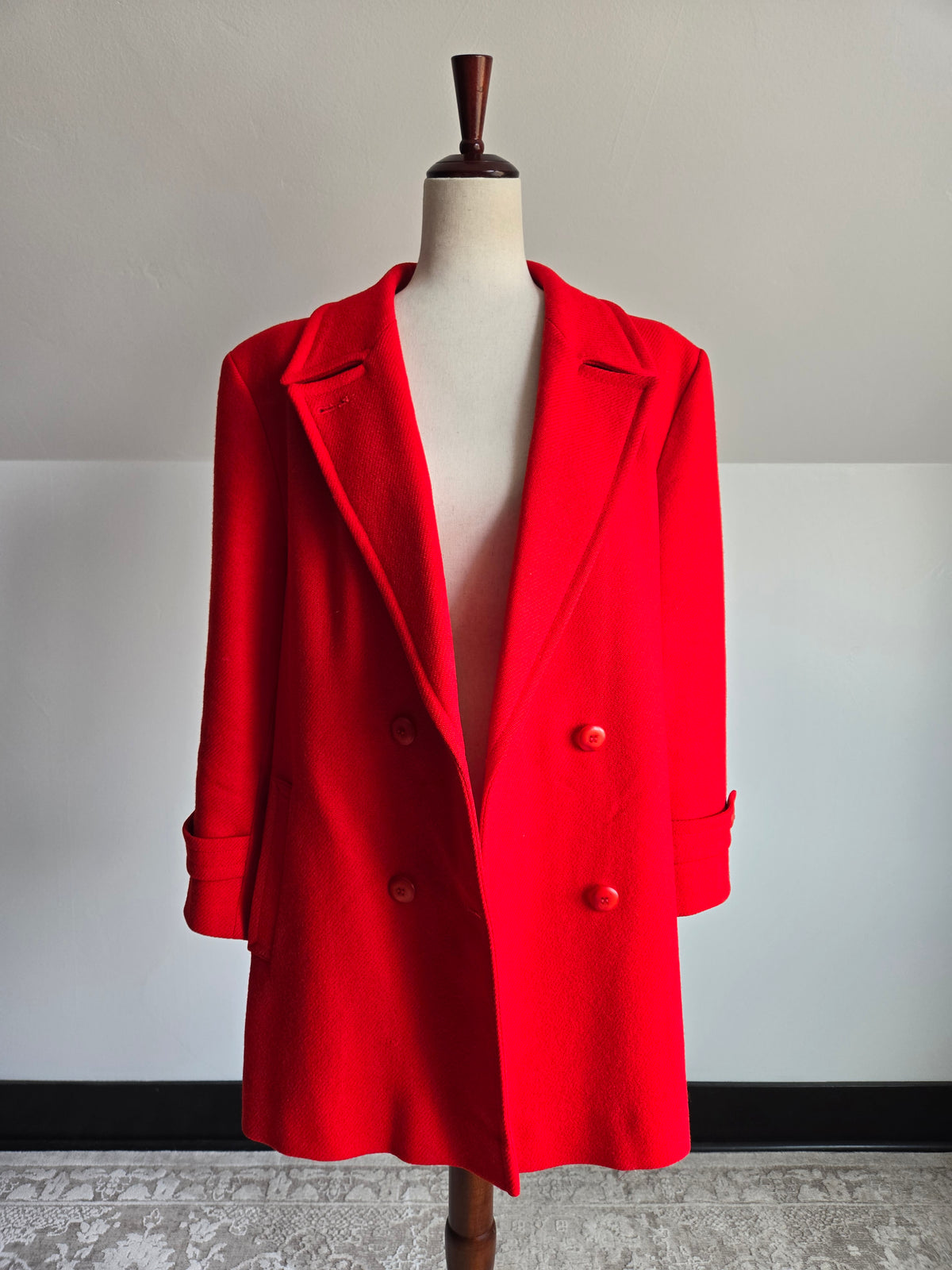 Vintage Pendleton Bright Red Wool Coat - Size 12