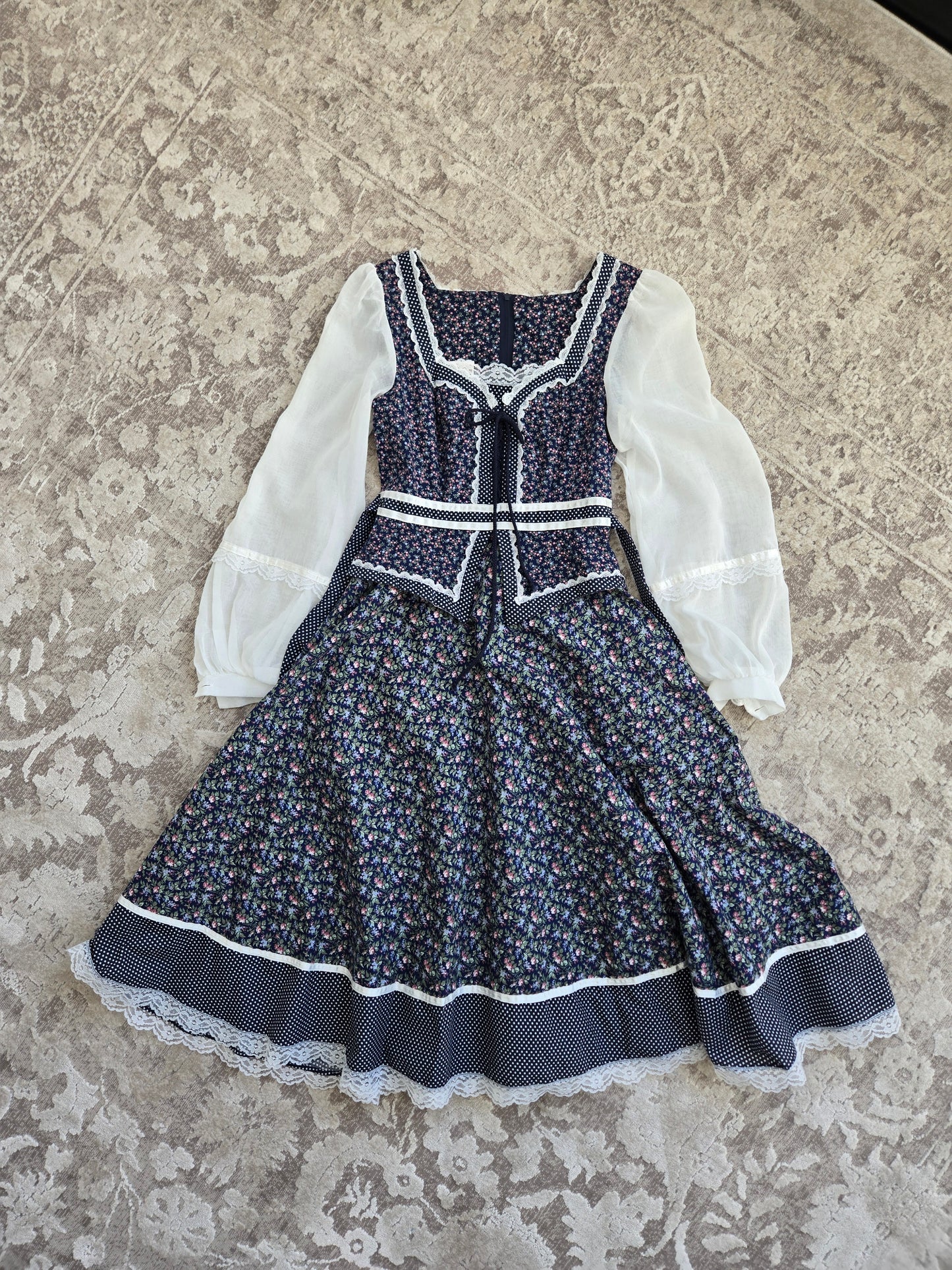 Gold Label Gunne Sax by Jessica San Fransisco Vintage 70s Calico Prairie Dress - XS