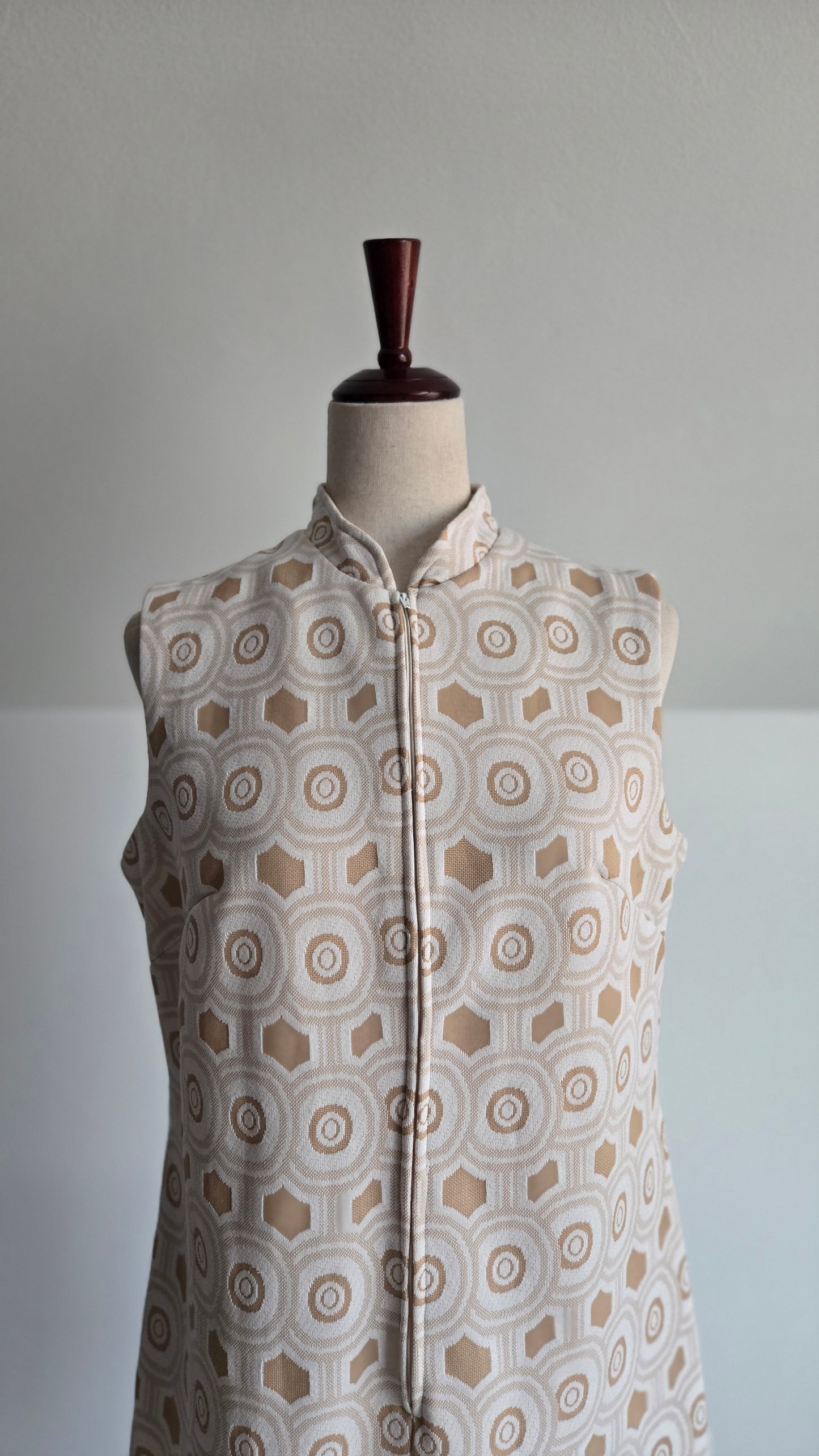 Vintage 70s Mod Geo Pattern Knit Dress - M/L