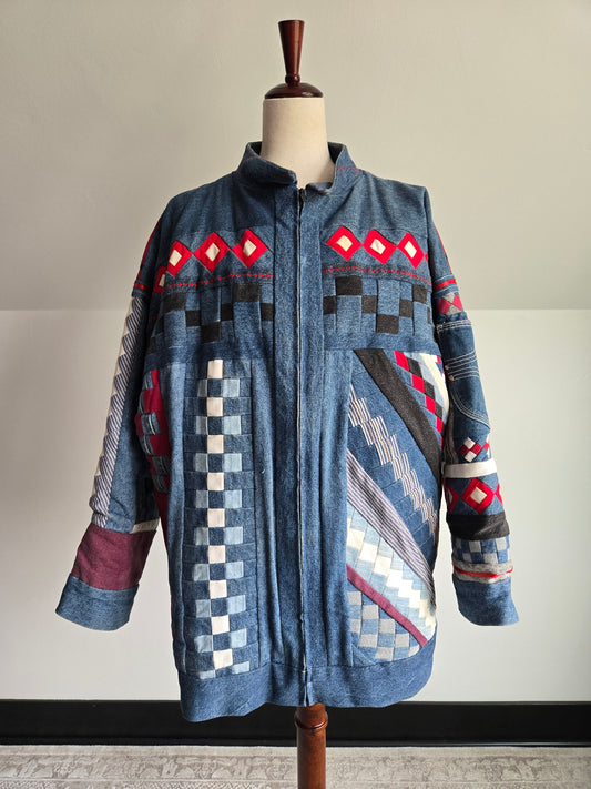 Denim Quilted Hand Made Coat - 2XL