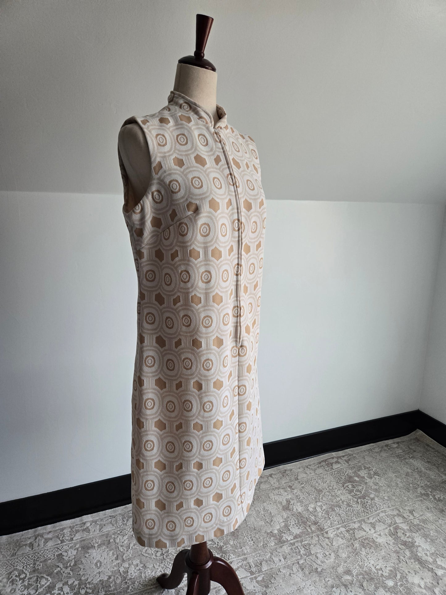 Vintage 70s Mod Geo Pattern Knit Dress - M/L