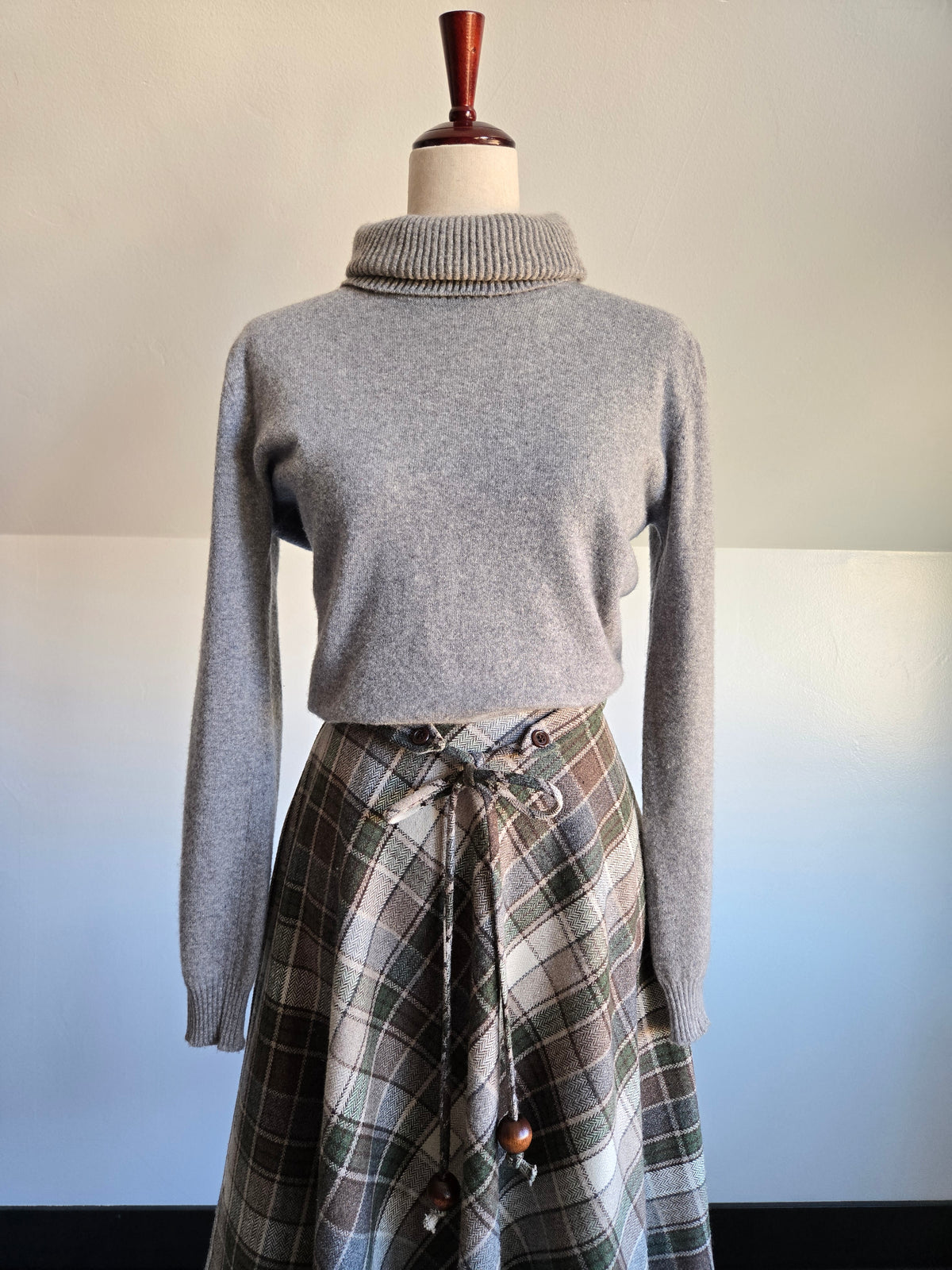 Vintage Stonybrook Wool Bias Cut Plaid A Line Skirt - W25