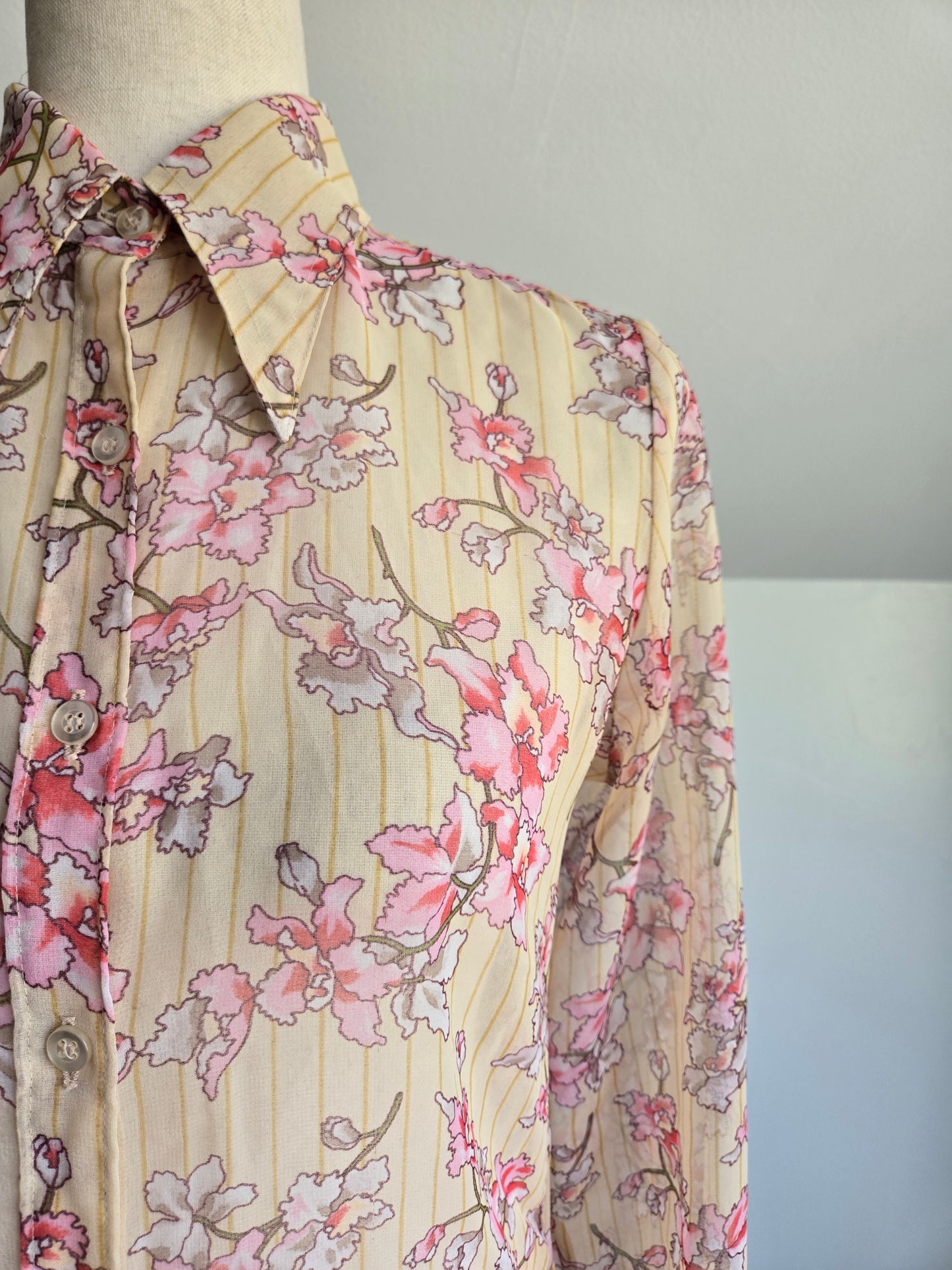 Darra Vintage 60s Western Floral Shear Top Made in Japan - XS/S