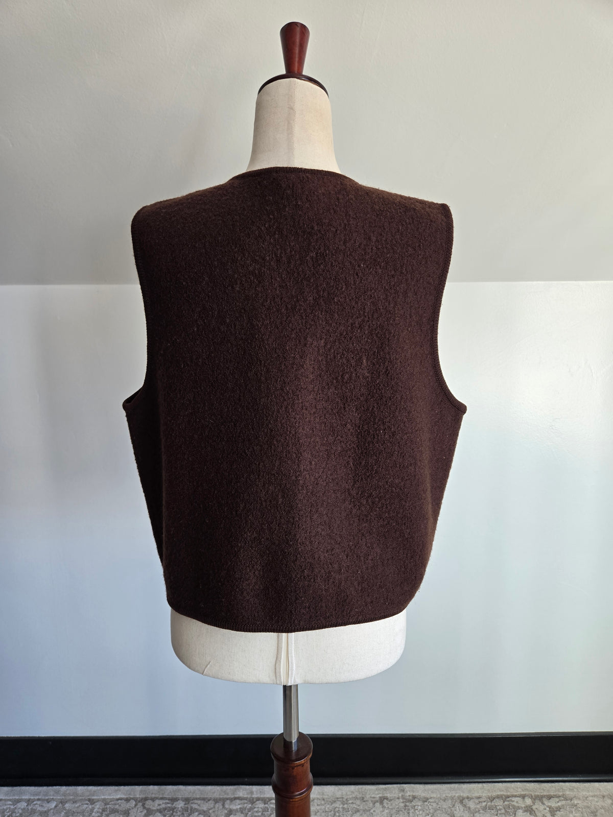 Mixit 90s Brown Boiled Wool Classic Vest - L/XL