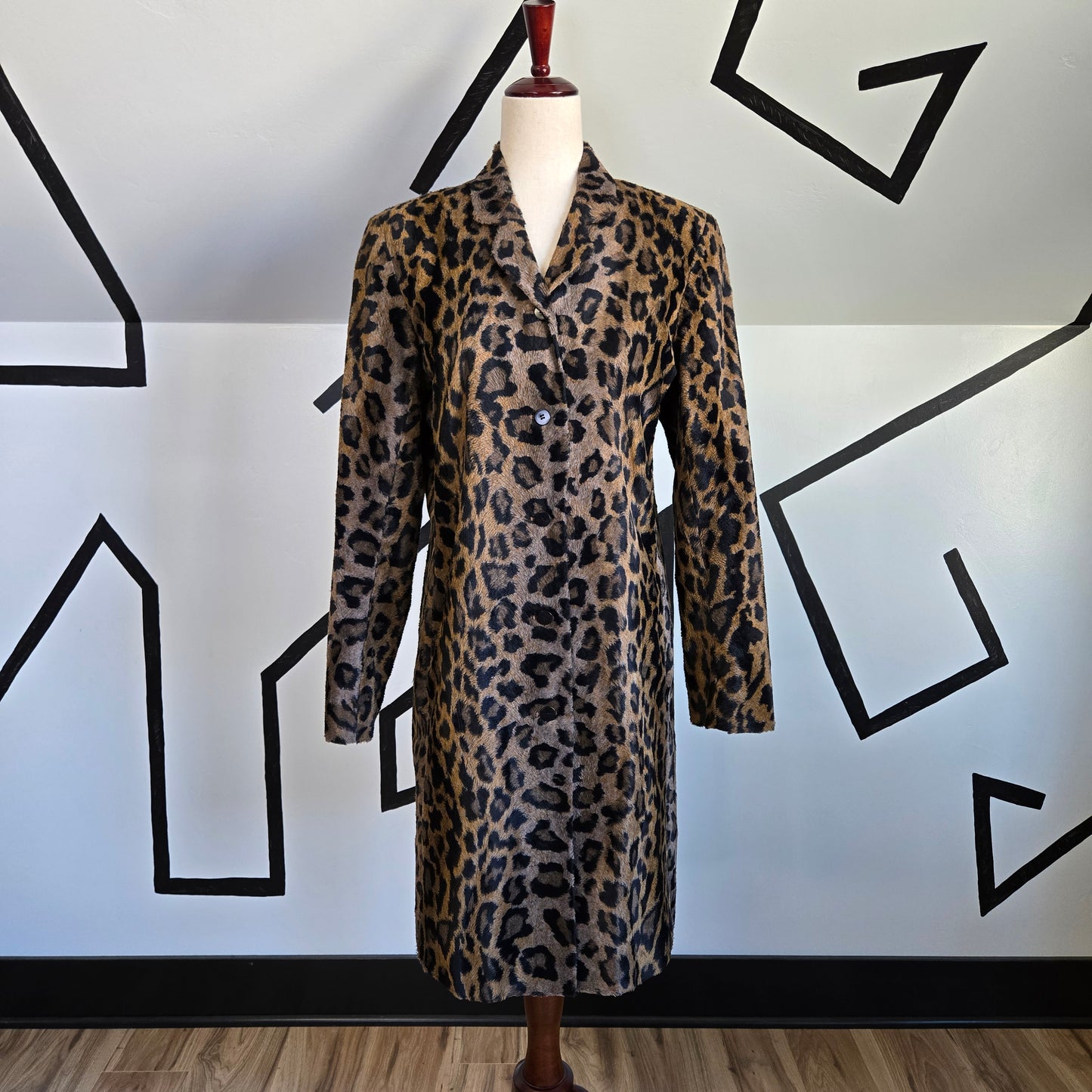 ISDA & CO Leopard Print Faux Fur Peacoat - Medium