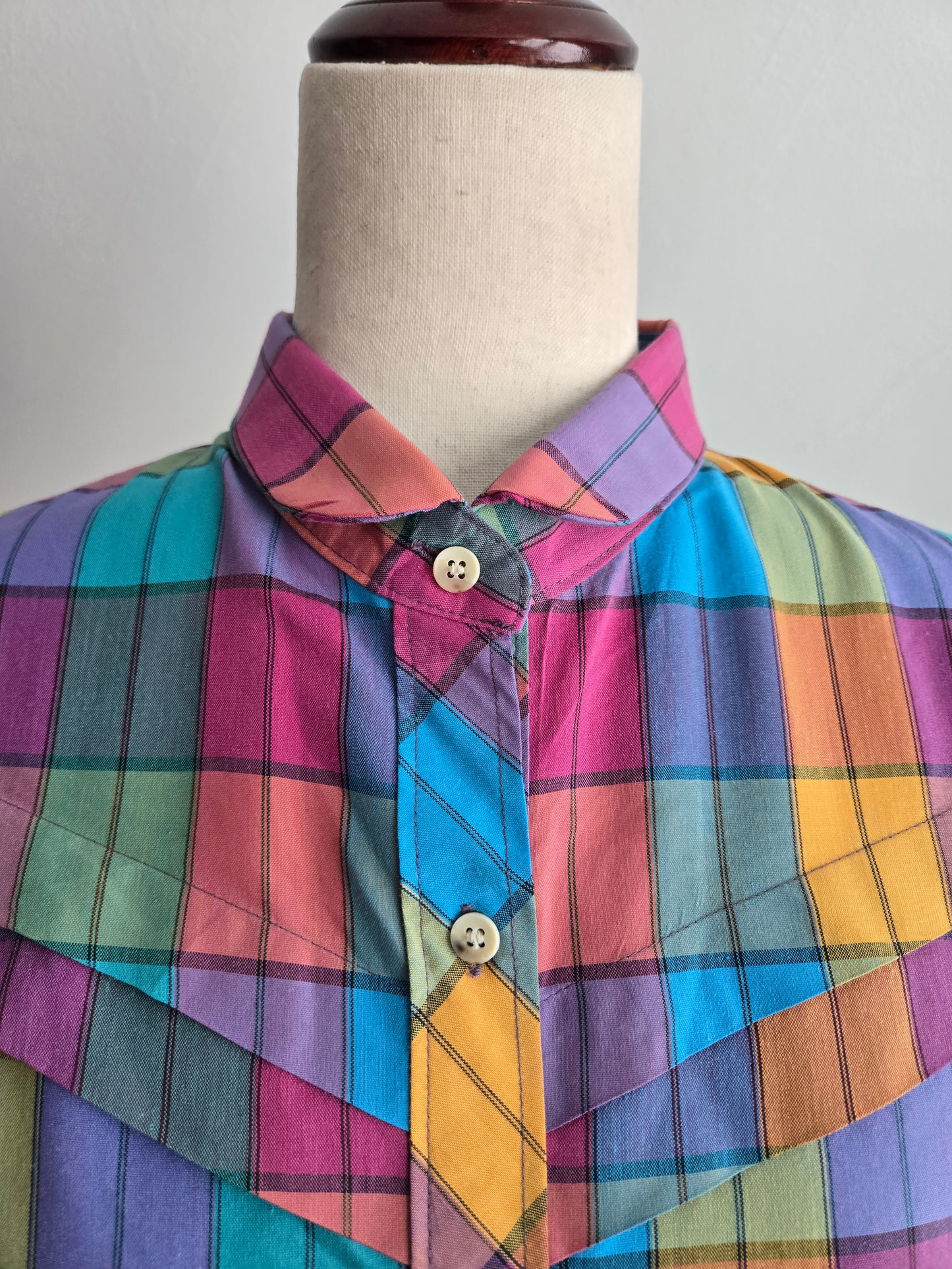 Wrangler Vintage 70s Colorful Plaid Button Down Top - large