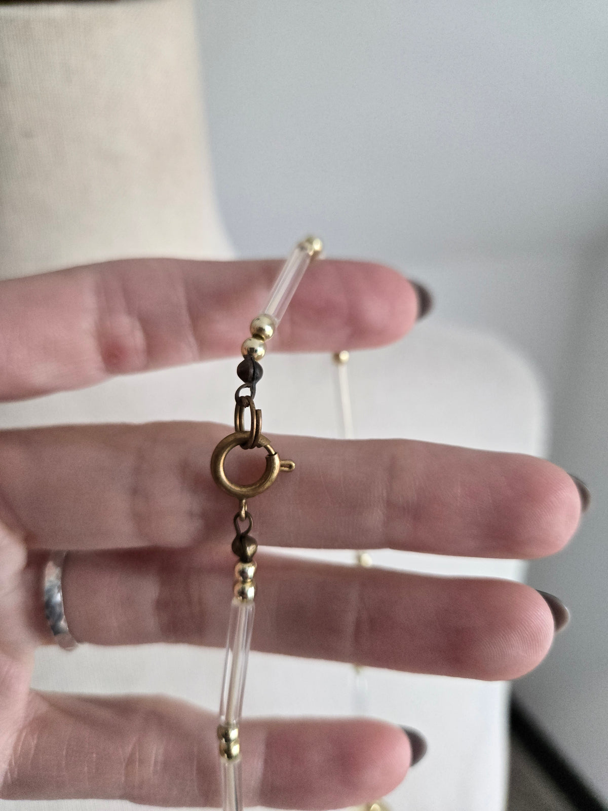Vintage Clear Lucite and Gold Statement Necklace