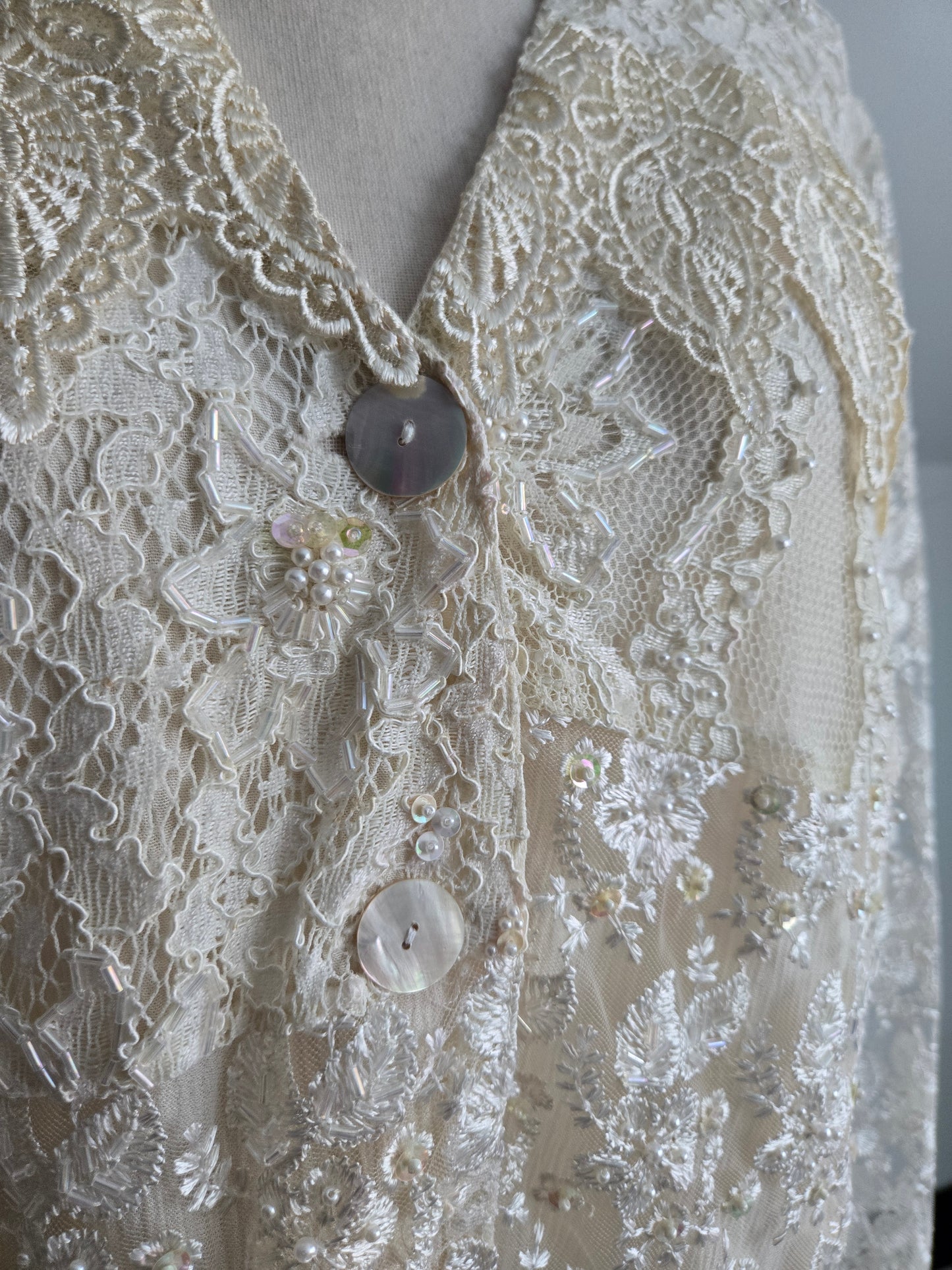 Surya Vintage White Lace Two Piece Pant Set - medium