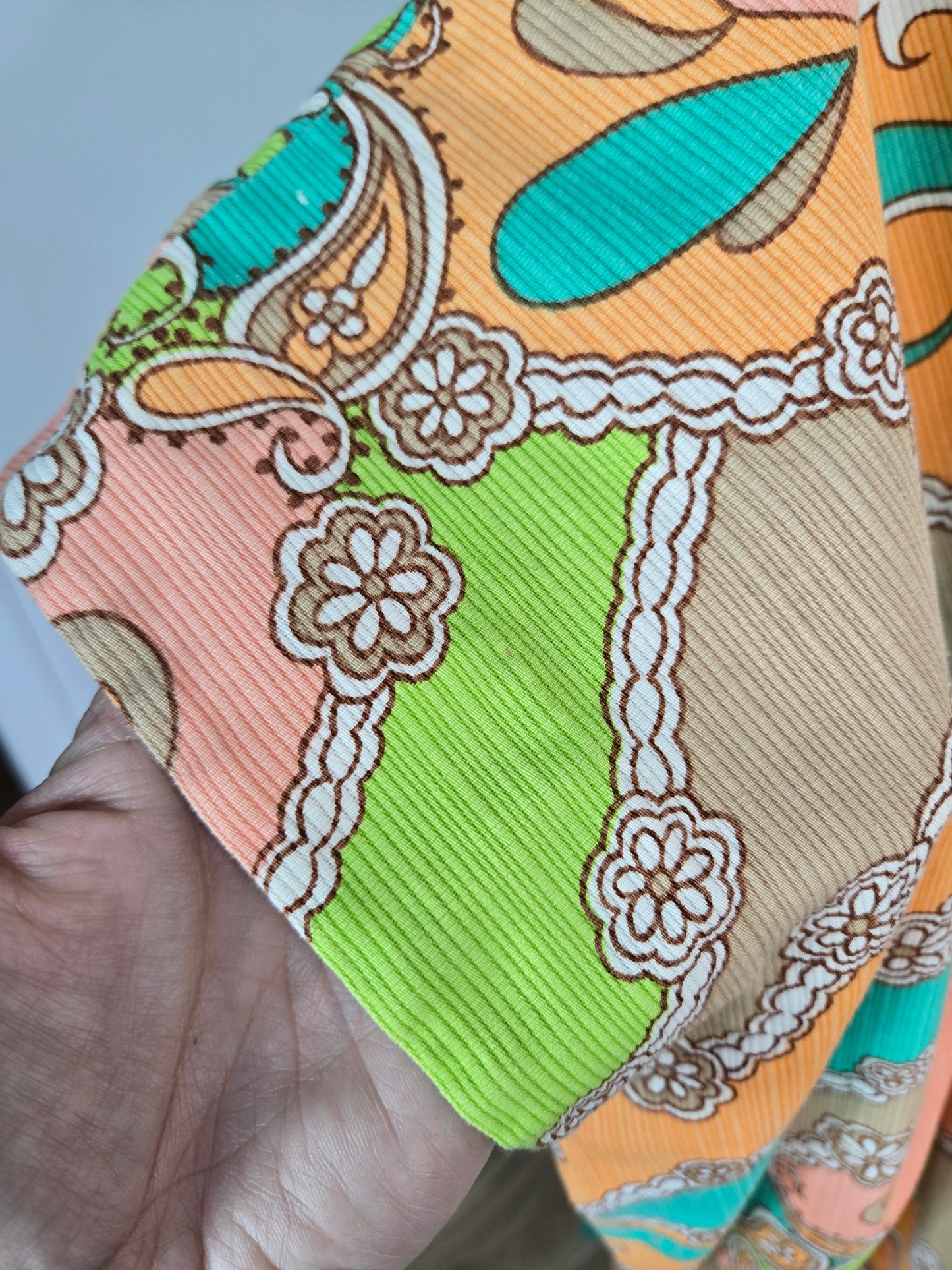 Neon and Pastel Psychedelic Print 1960s Kaftan - OS