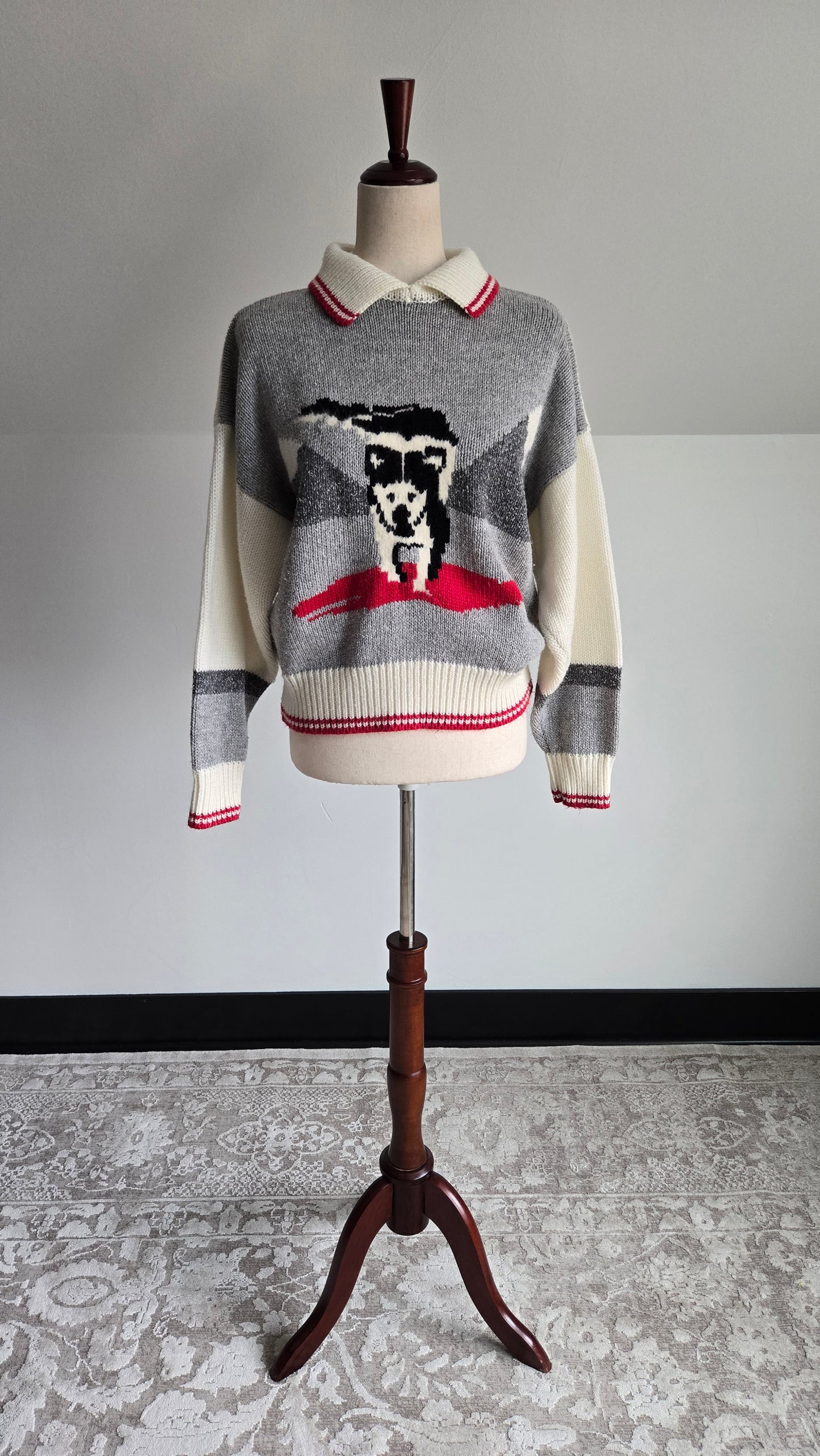 Catalina Vintage 80s Sled Dog Novelty Knit Sweater - Medium
