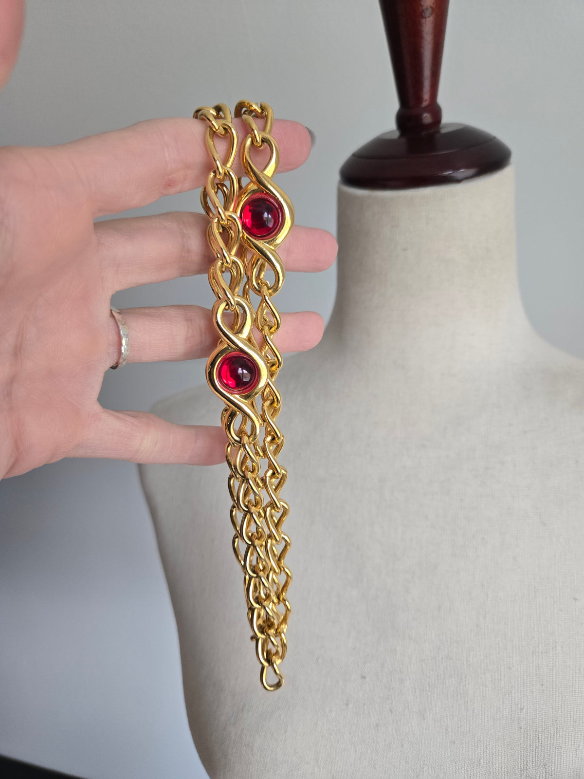 Napier Gold and Red Cabochon Necklace