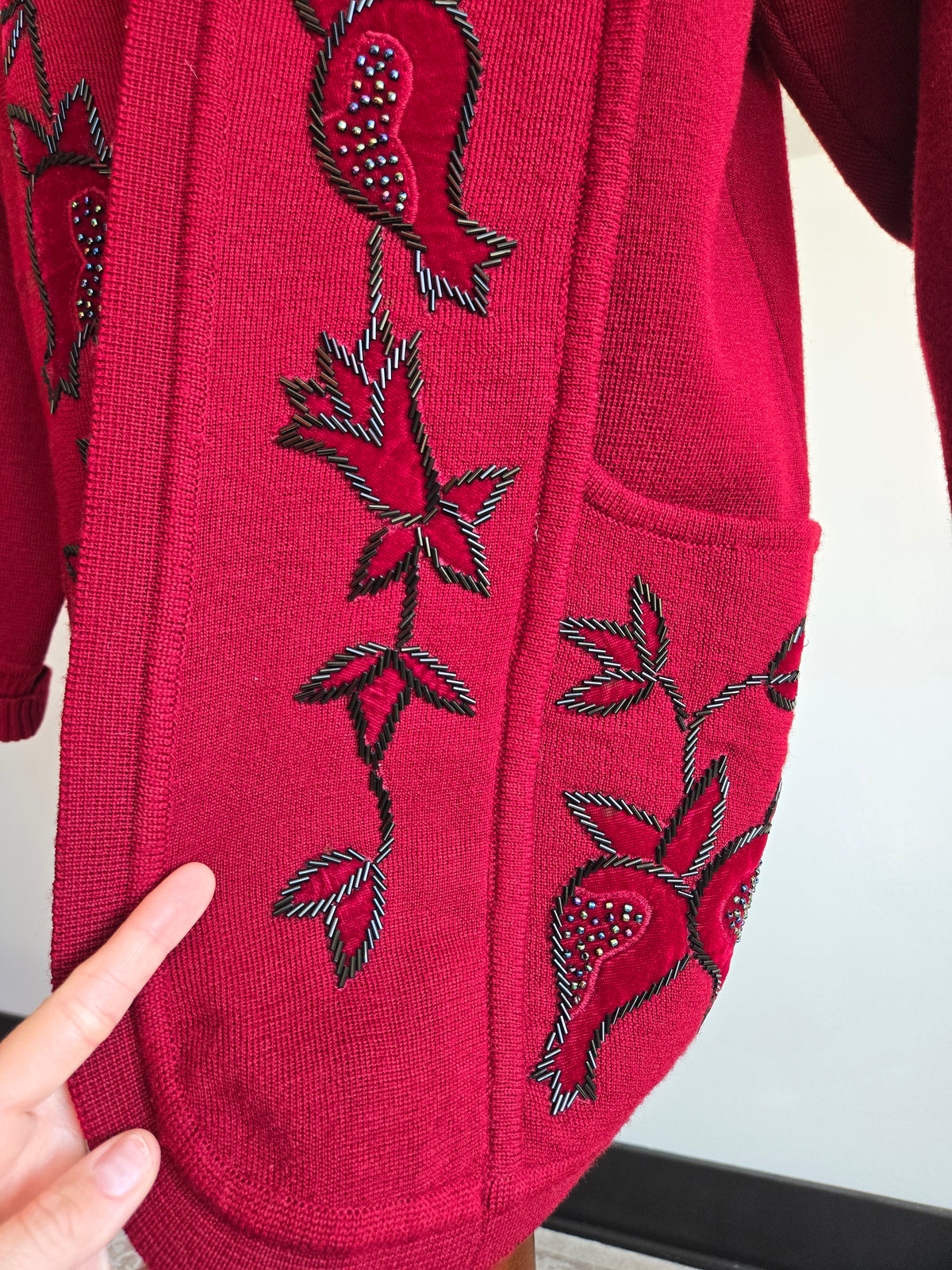 YaLei High End Beaded Wool Cardigan Sweater - XL