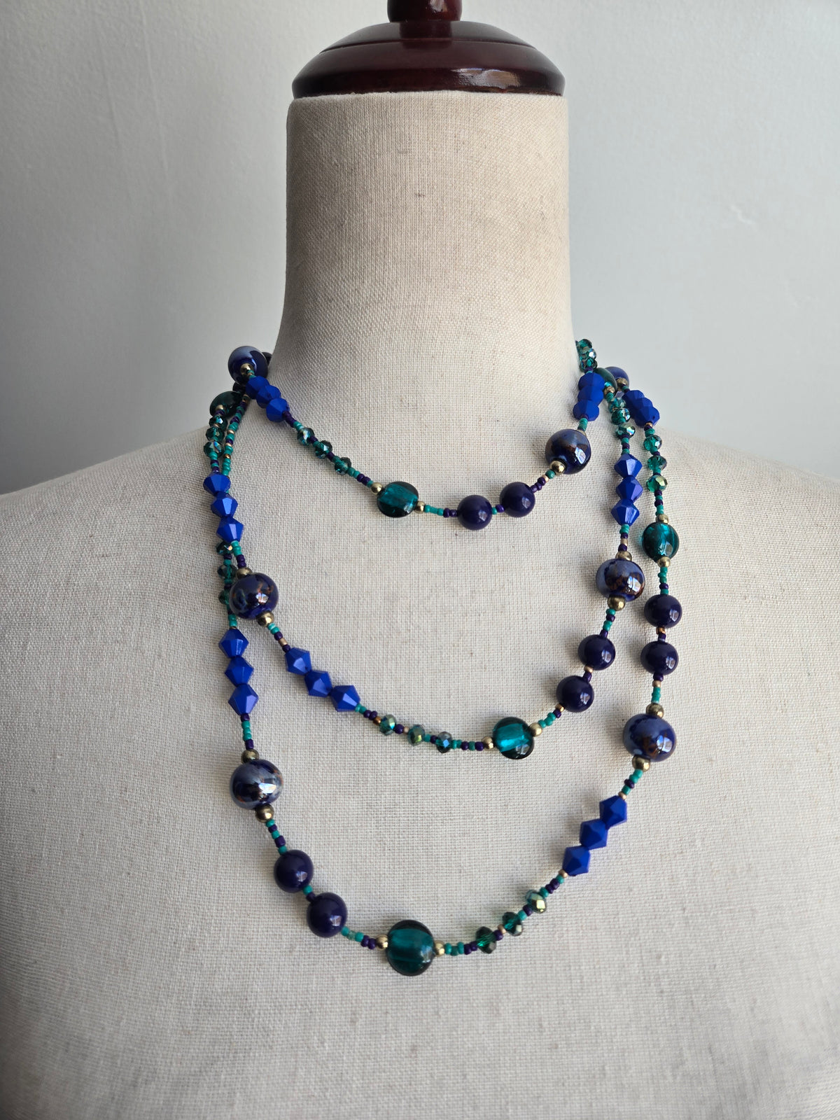 Premier Designs Cobalt Glass Bead Super Long Necklace